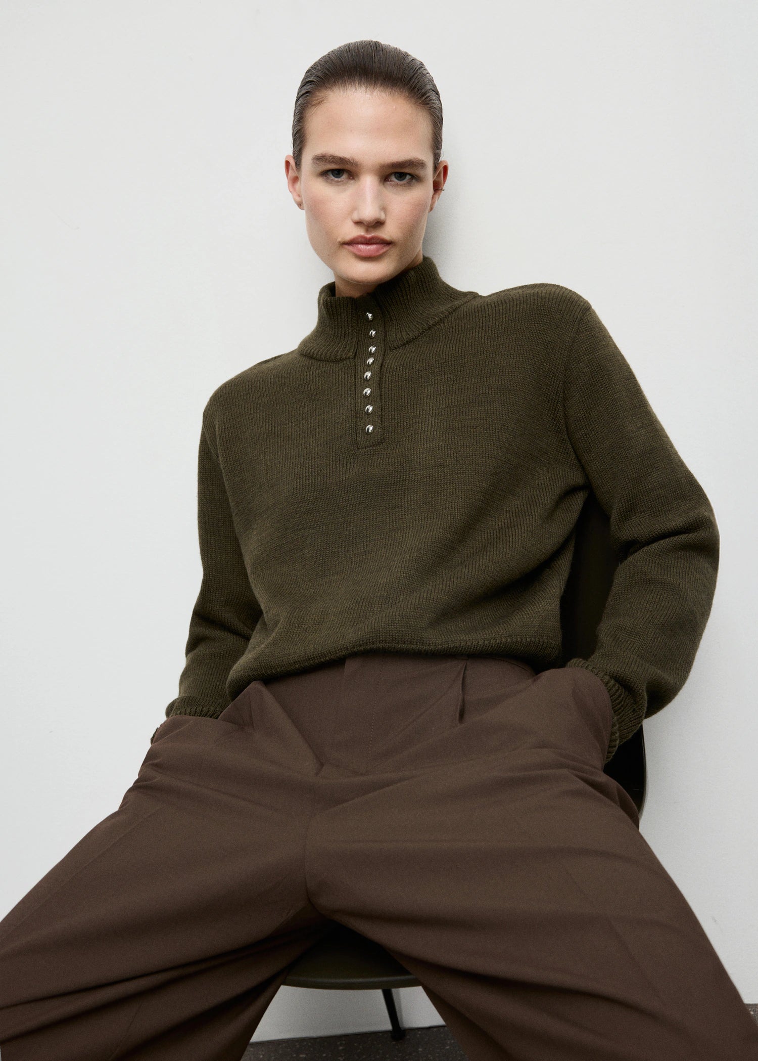 Perkins Neck Sweater With Button