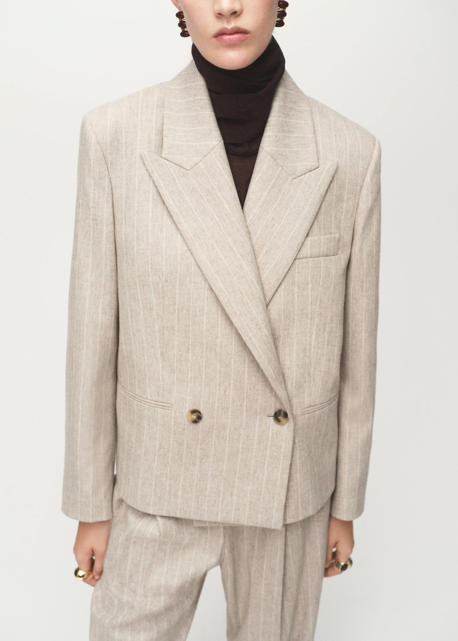 Pinstripe Wool Suit Jacket