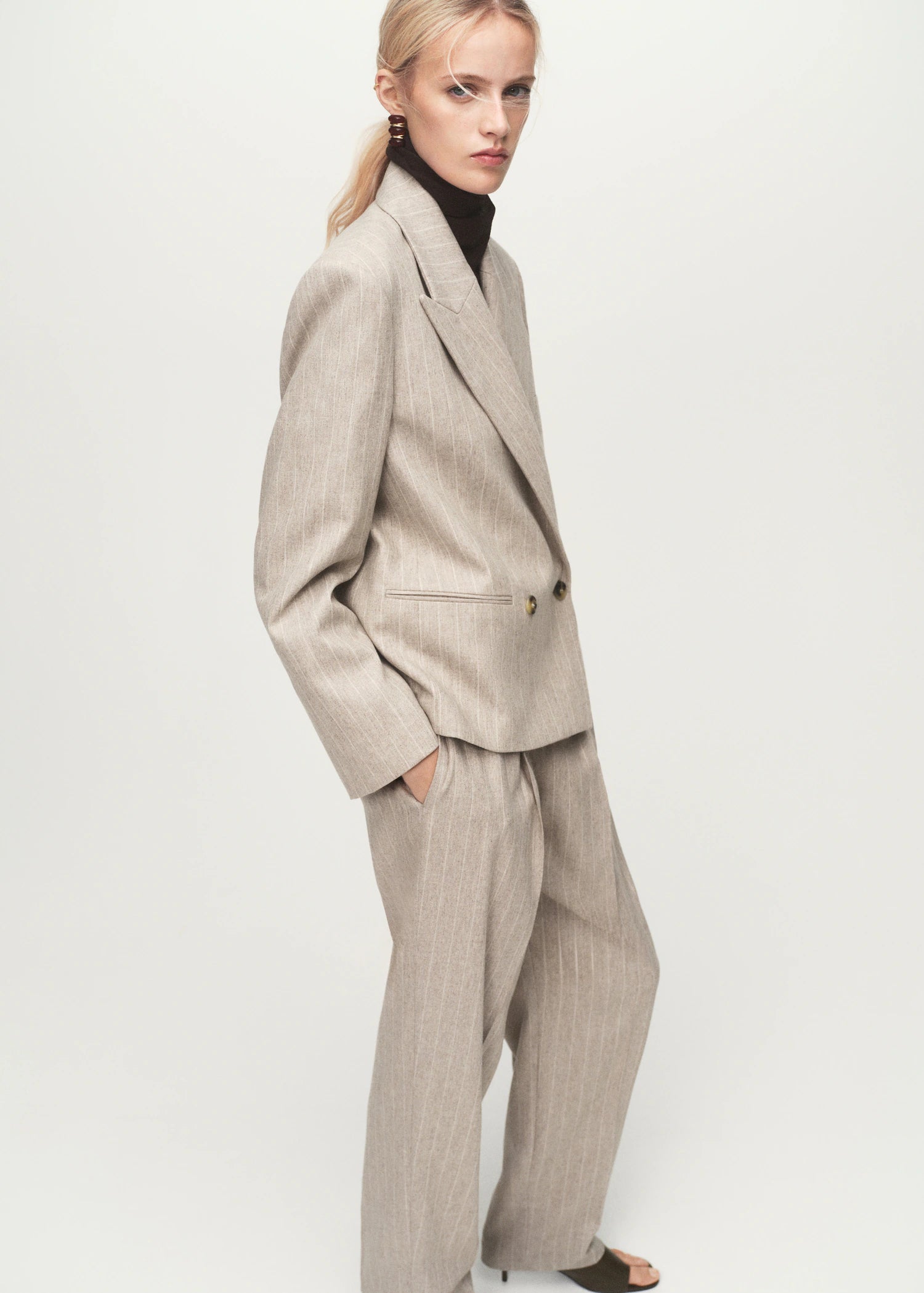 Pinstripe Wool Suit Jacket