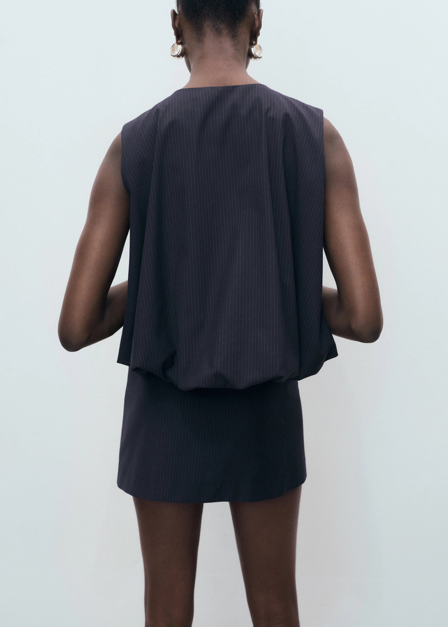 Pinstriped Top With Balloon Effect