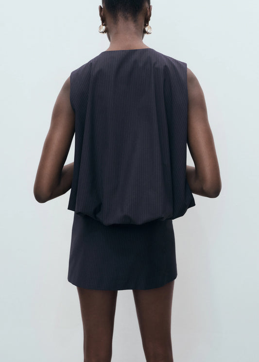 Pinstriped Top With Balloon Effect