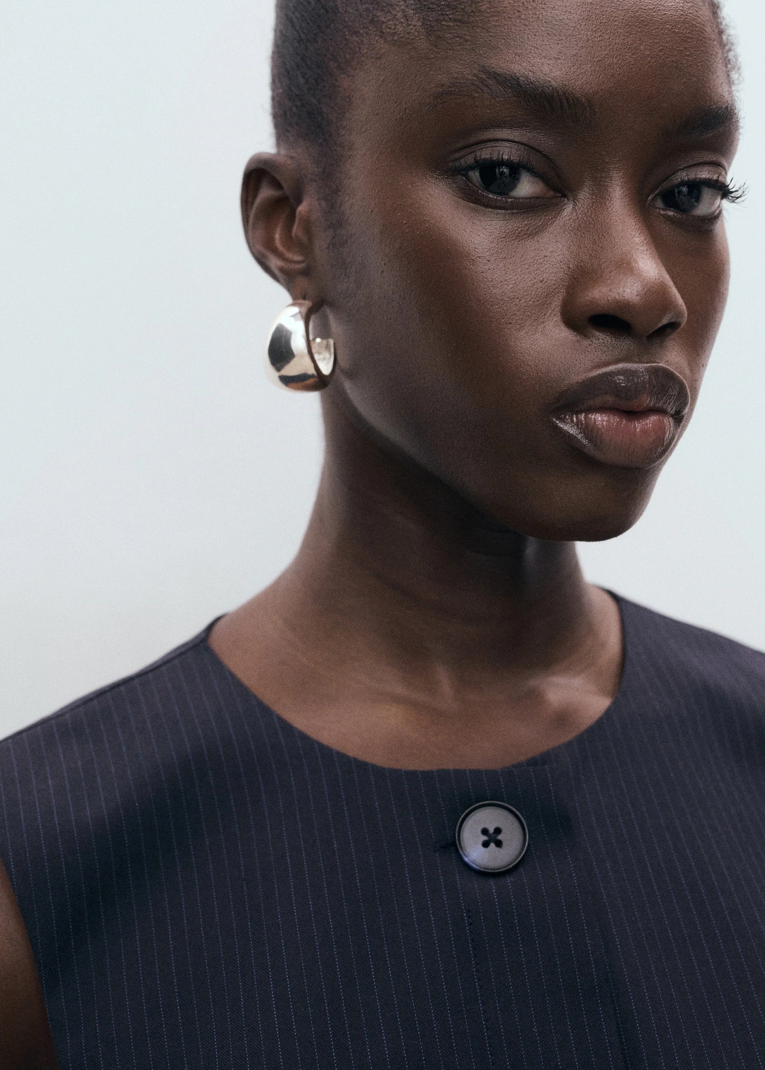 Pinstriped Top With Balloon Effect