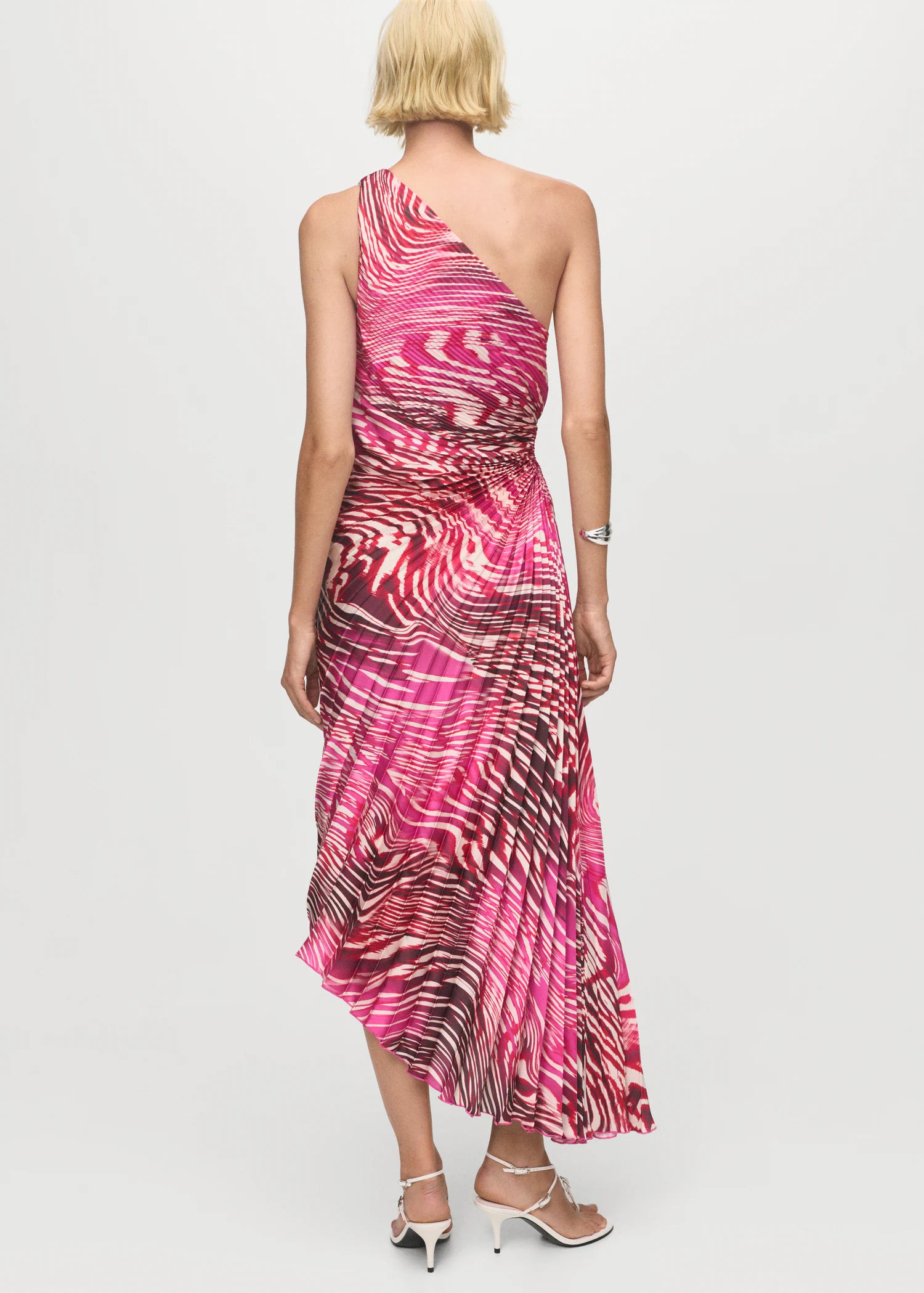 Pleated Asymmetrical Dress With Opening