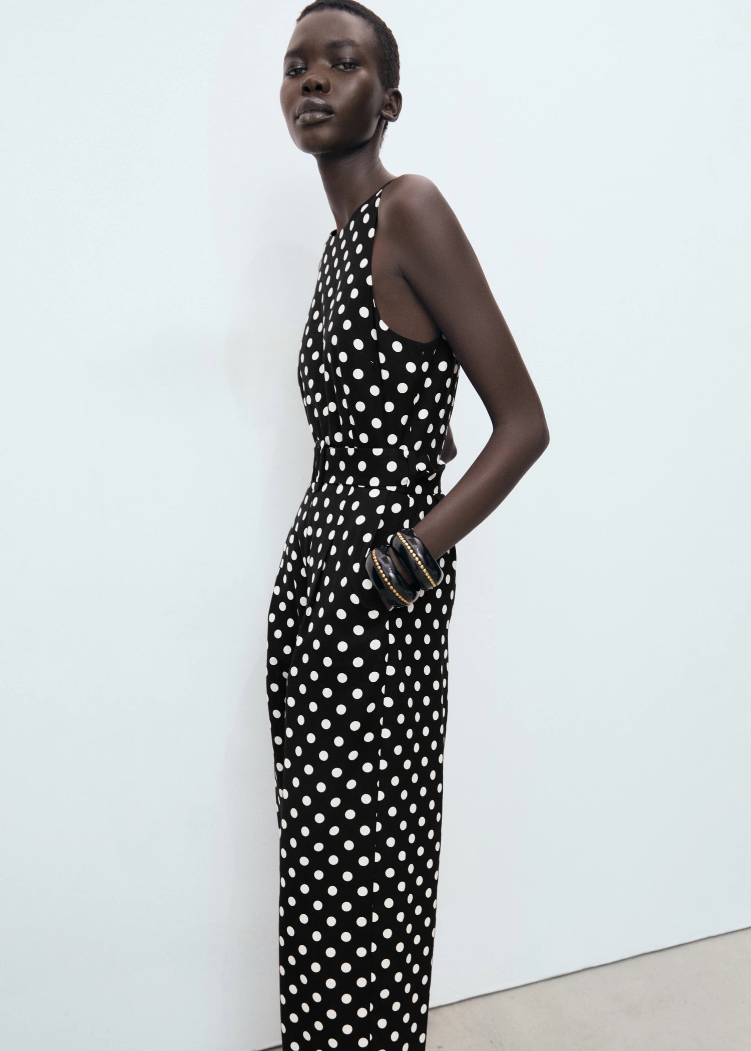 Polka Dot Belt Jumpsuit