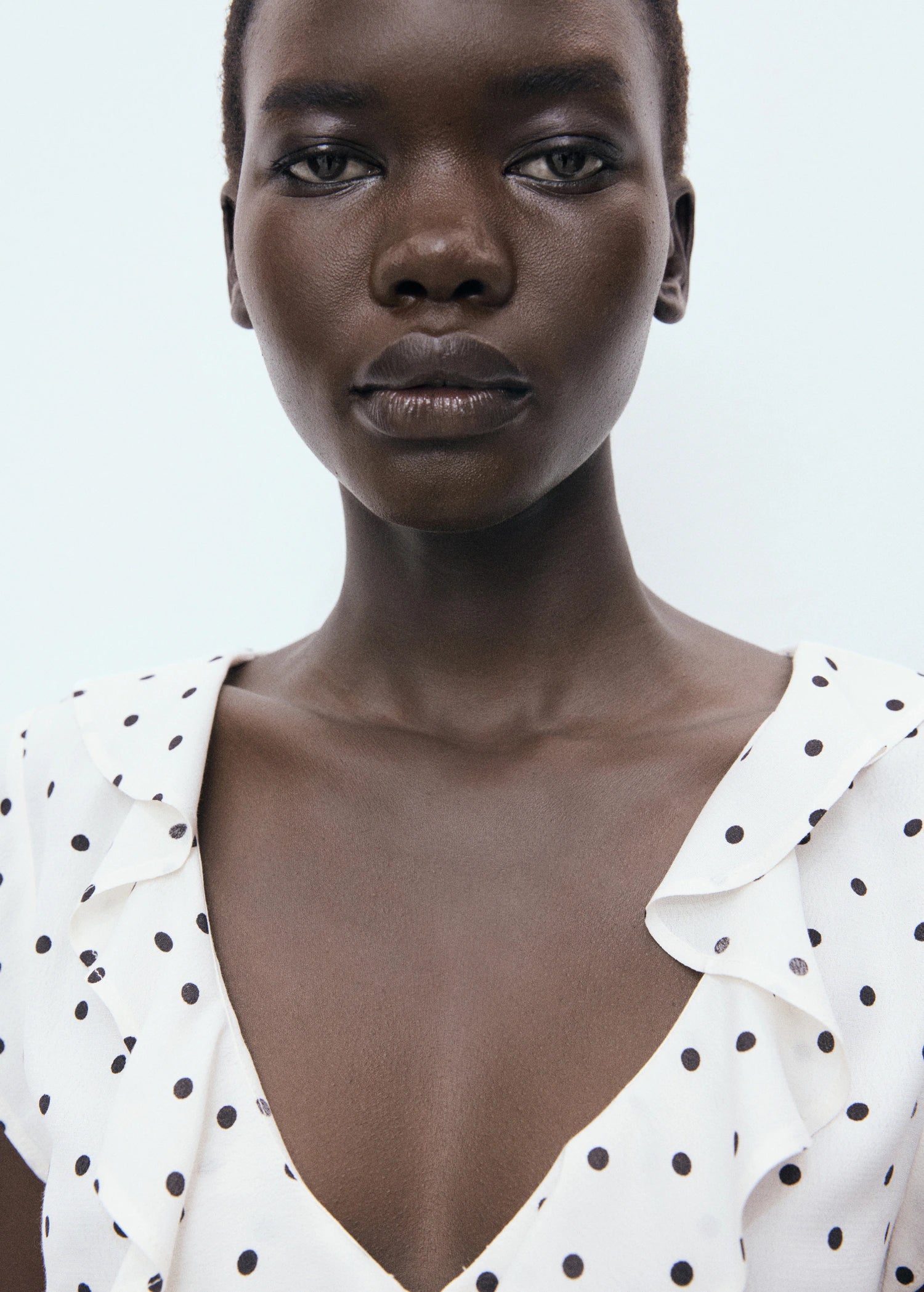 Polka Dot Blouse With Ruffles