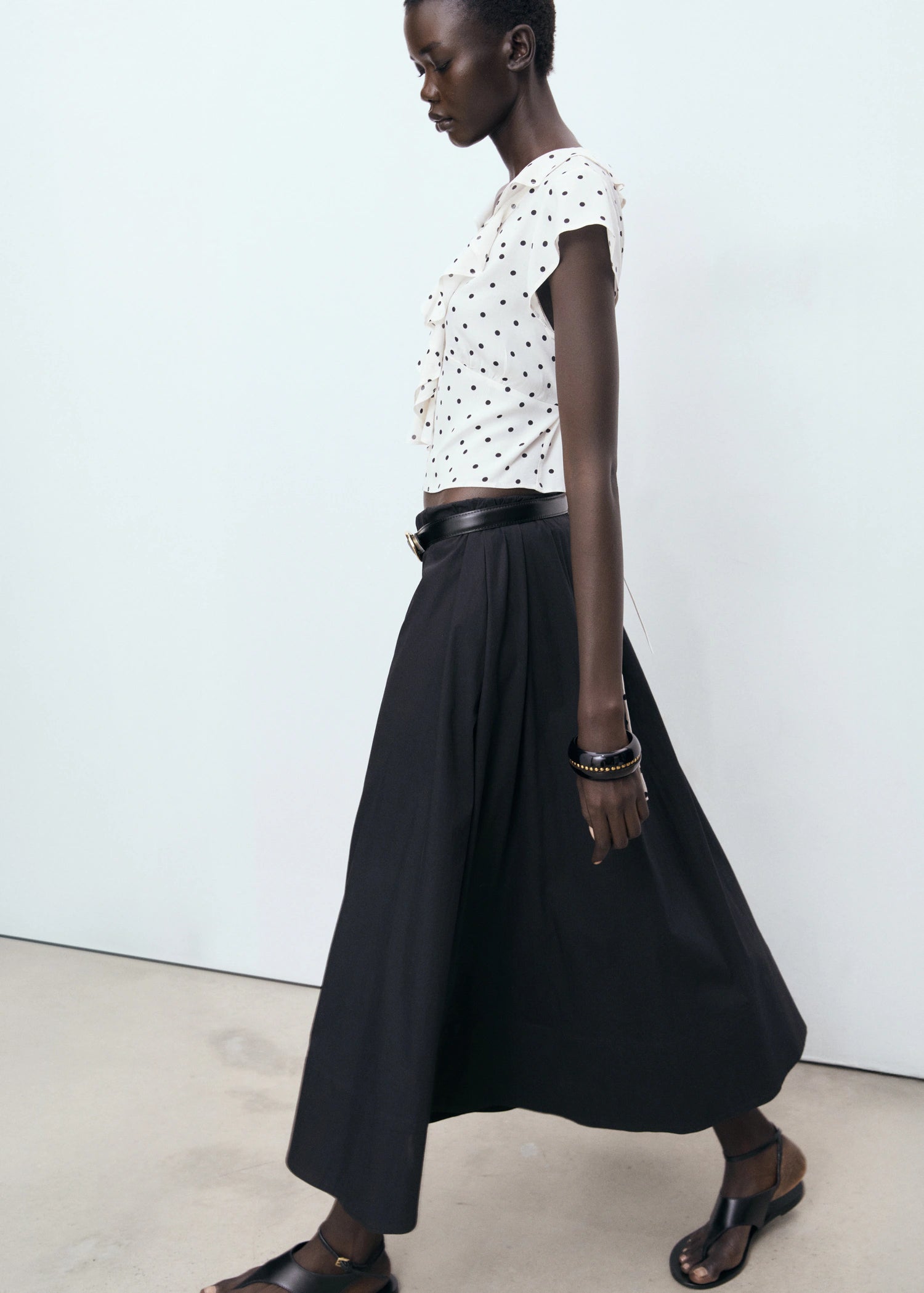 Polka Dot Blouse With Ruffles