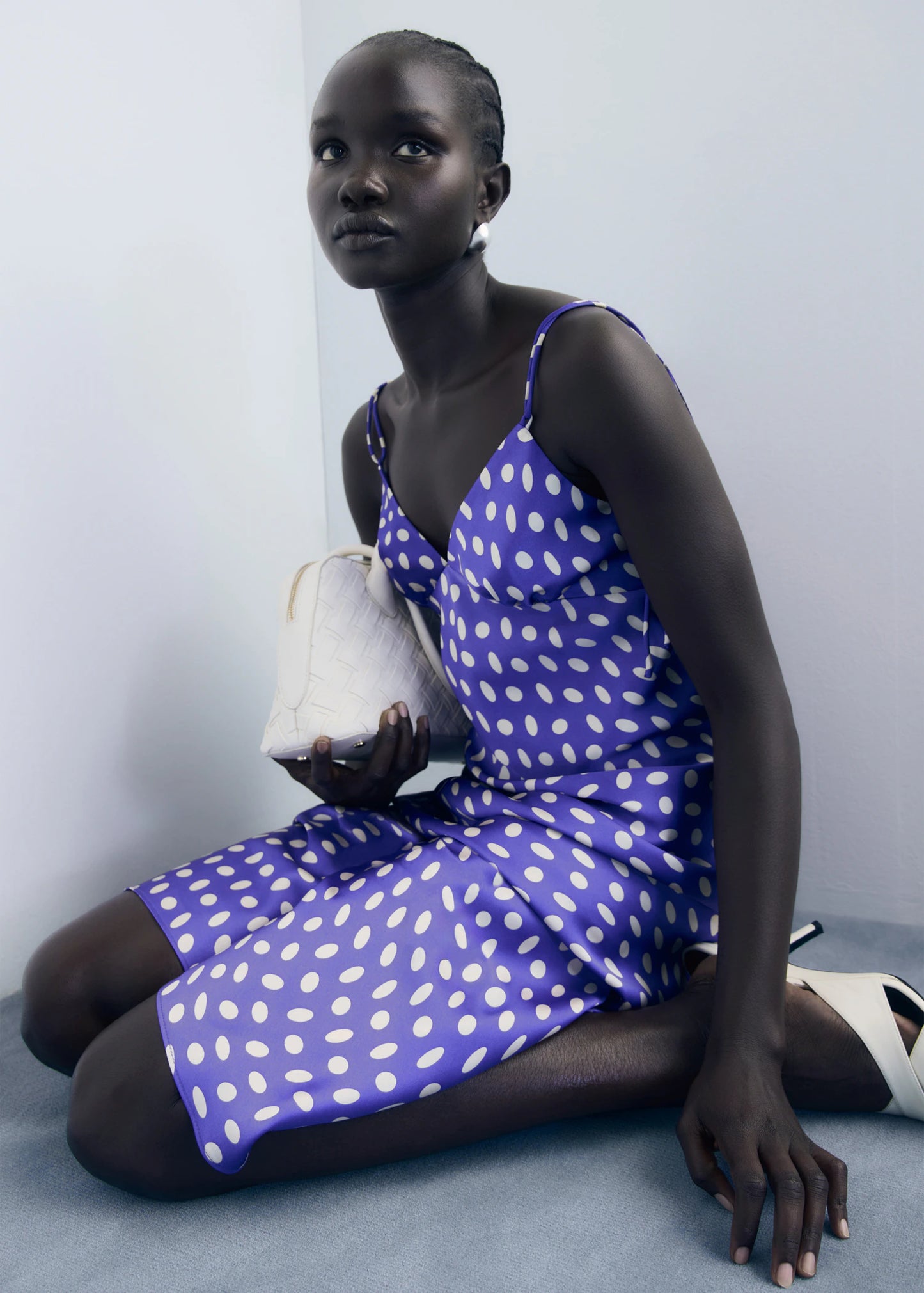 Polka Dot Satin Finish Dress