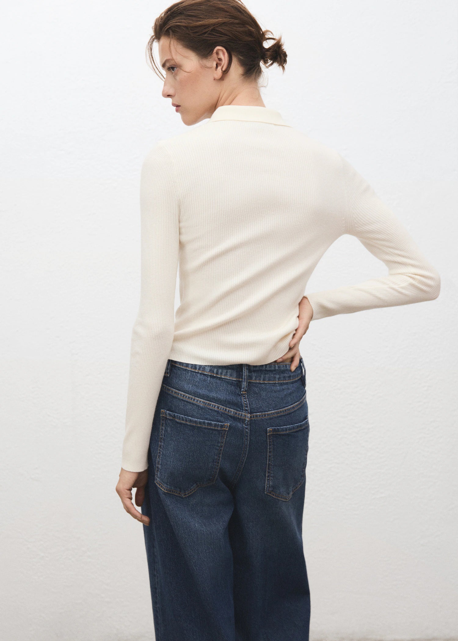 Polo Neck Ribbed Sweater