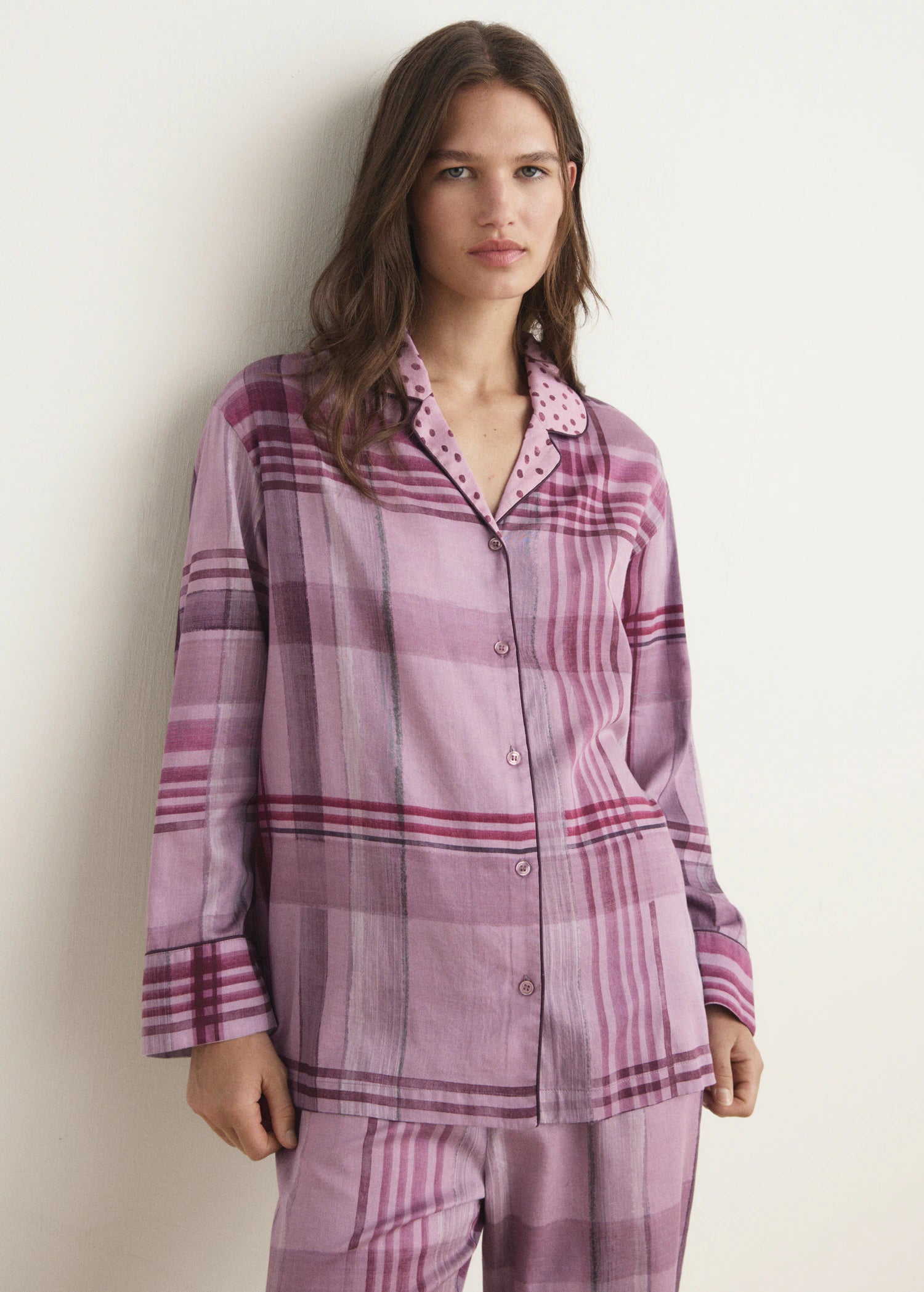 Printed Pyjama Shirt With Piping