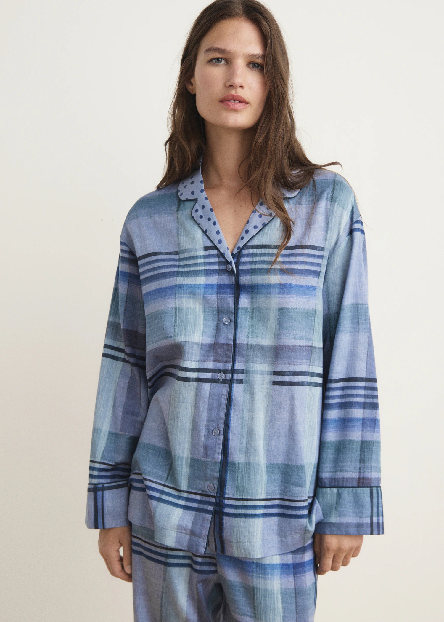 Printed Pyjama Shirt With Piping