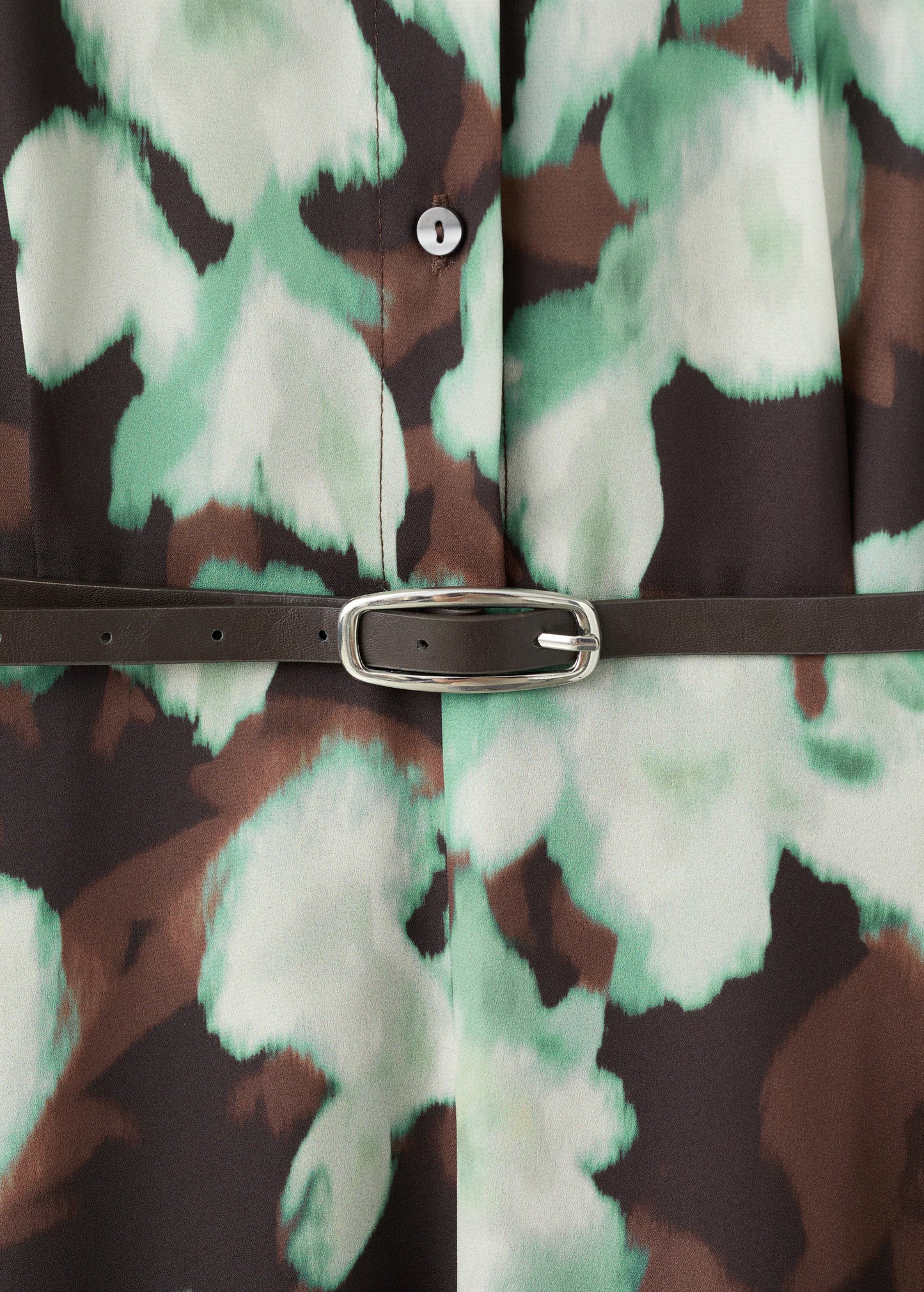 Printed Shirt Dress With Belt