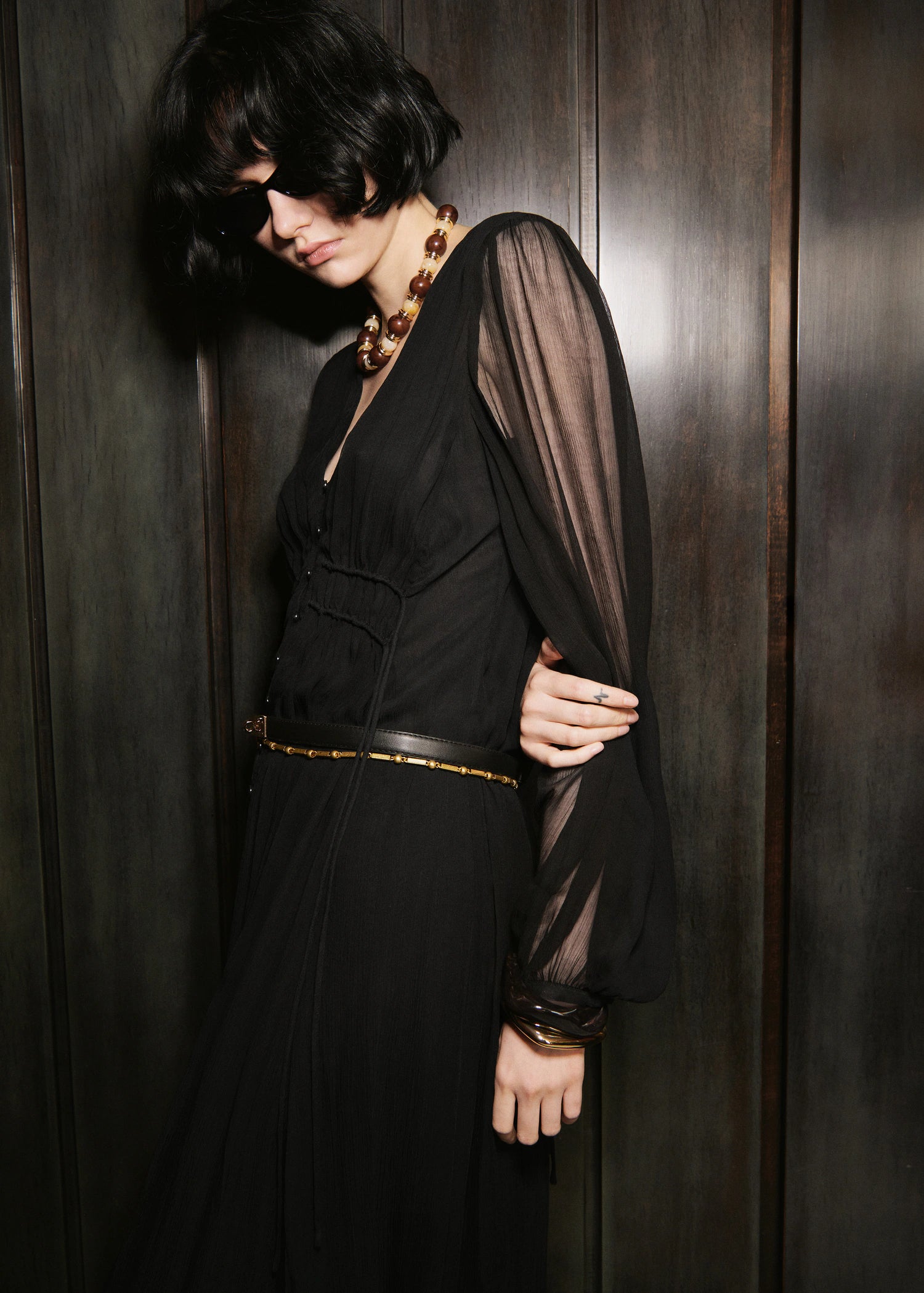 Puff Sleeved Chiffon Dress