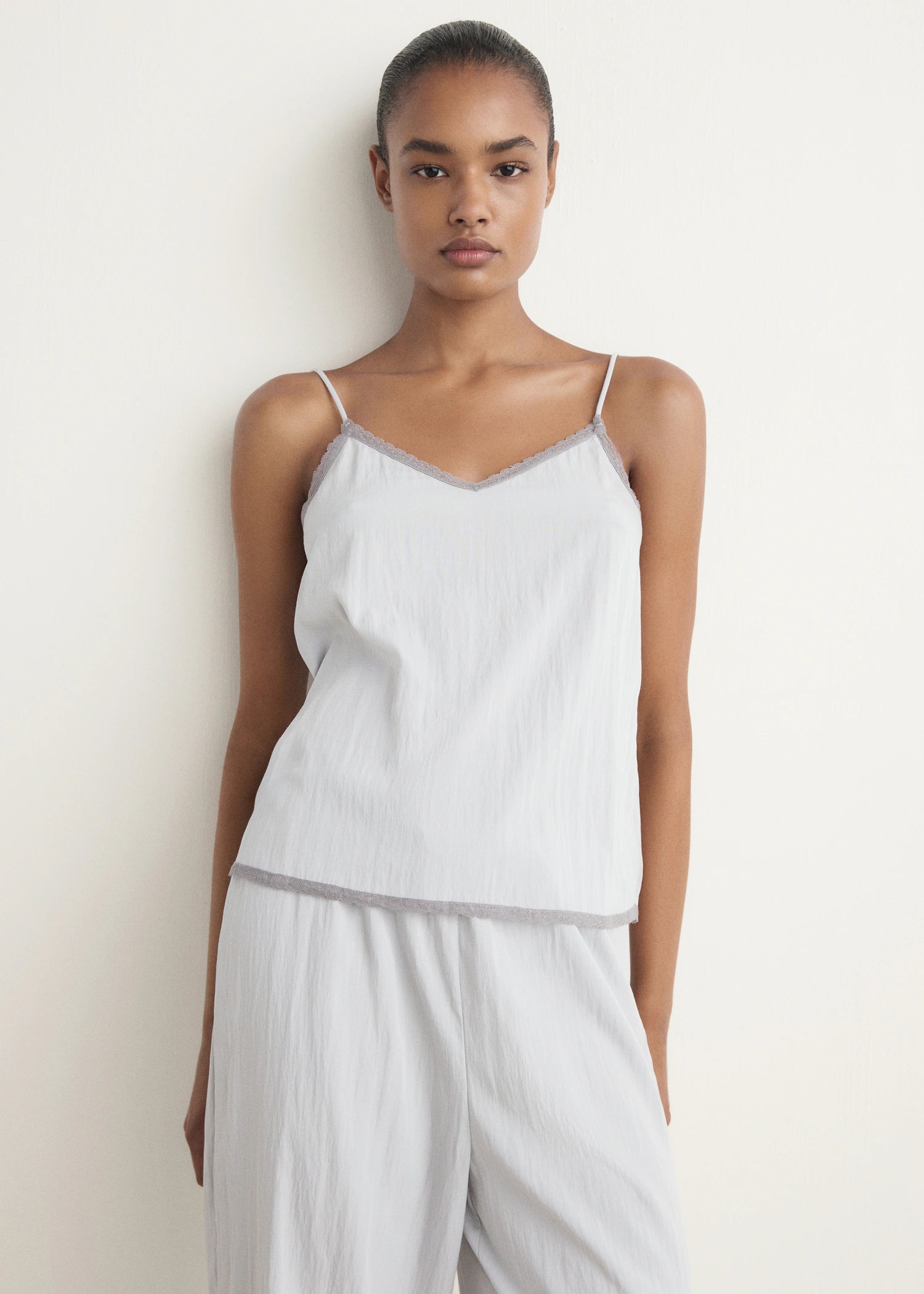 Pyjama Top With Lace Trim