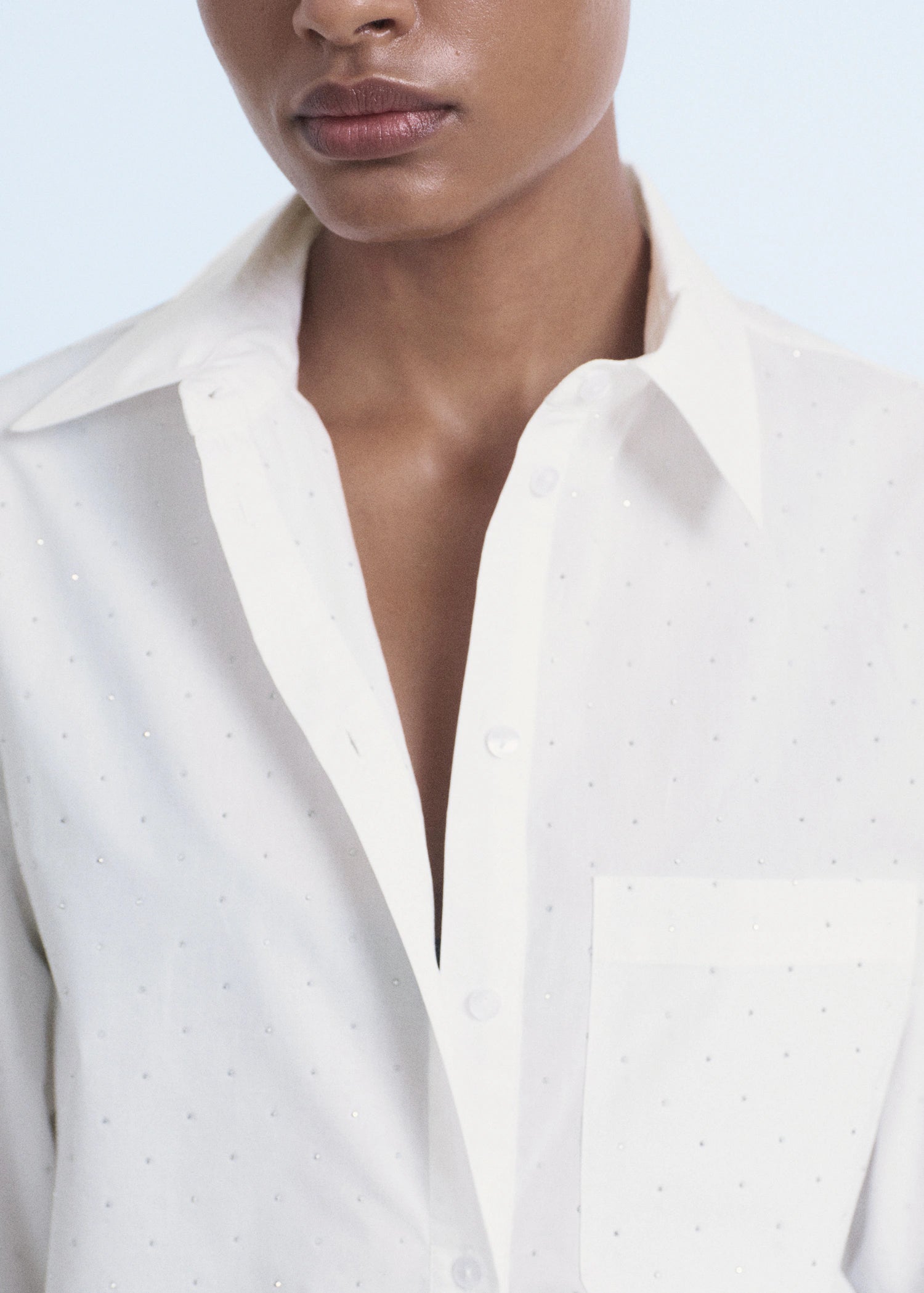 Rhinestone Cropped Shirt