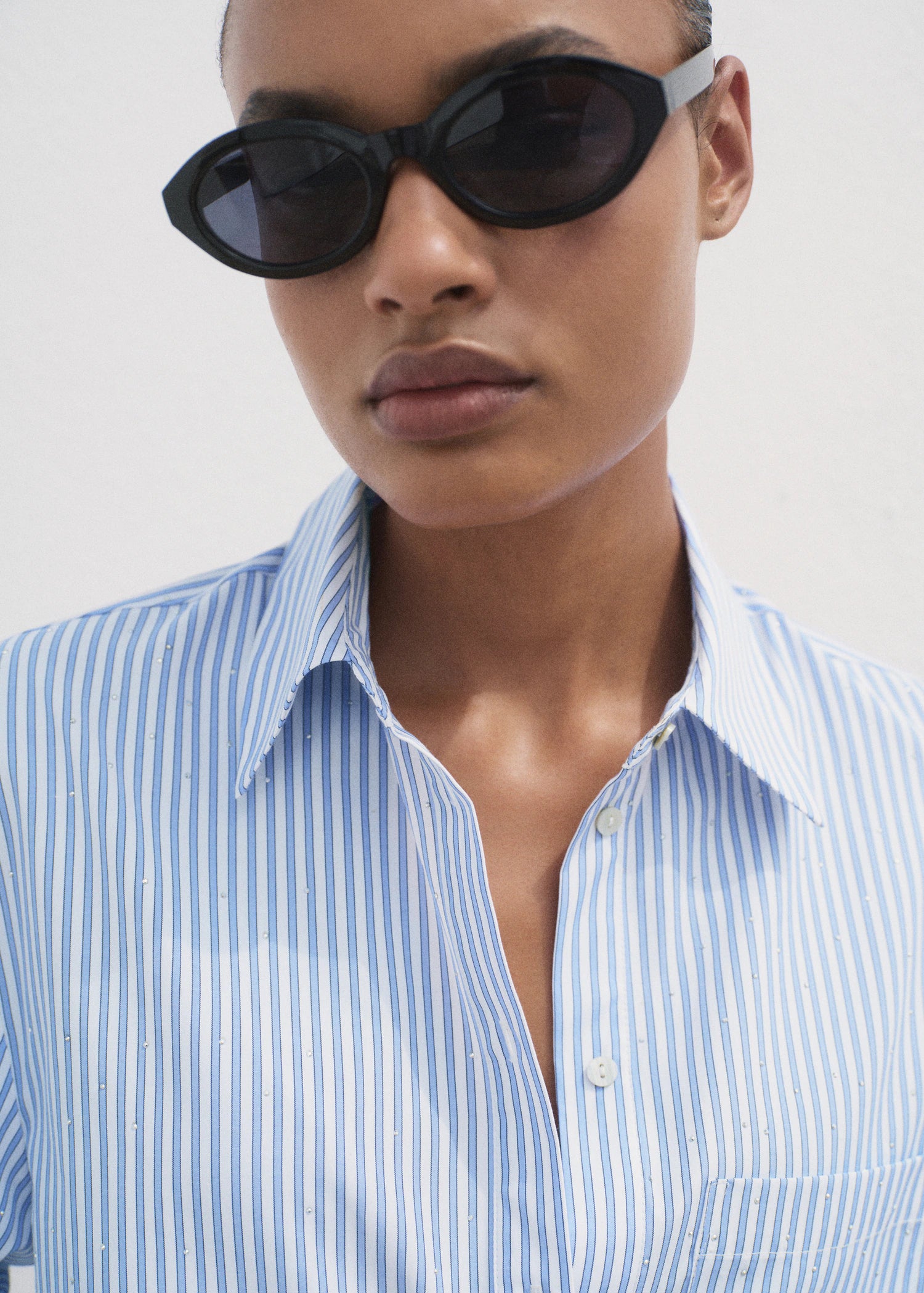 Rhinestone Cropped Shirt