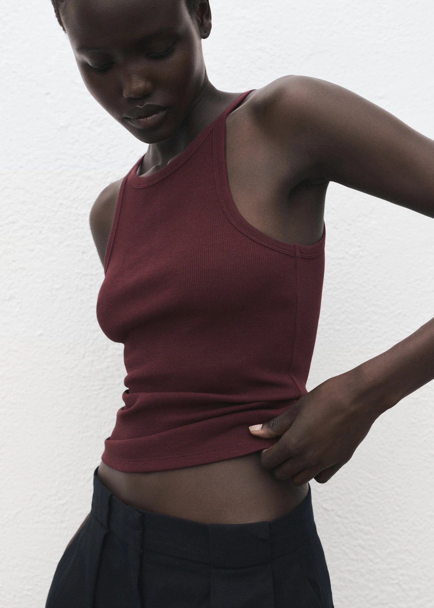 Ribbed Cotton Blend Top