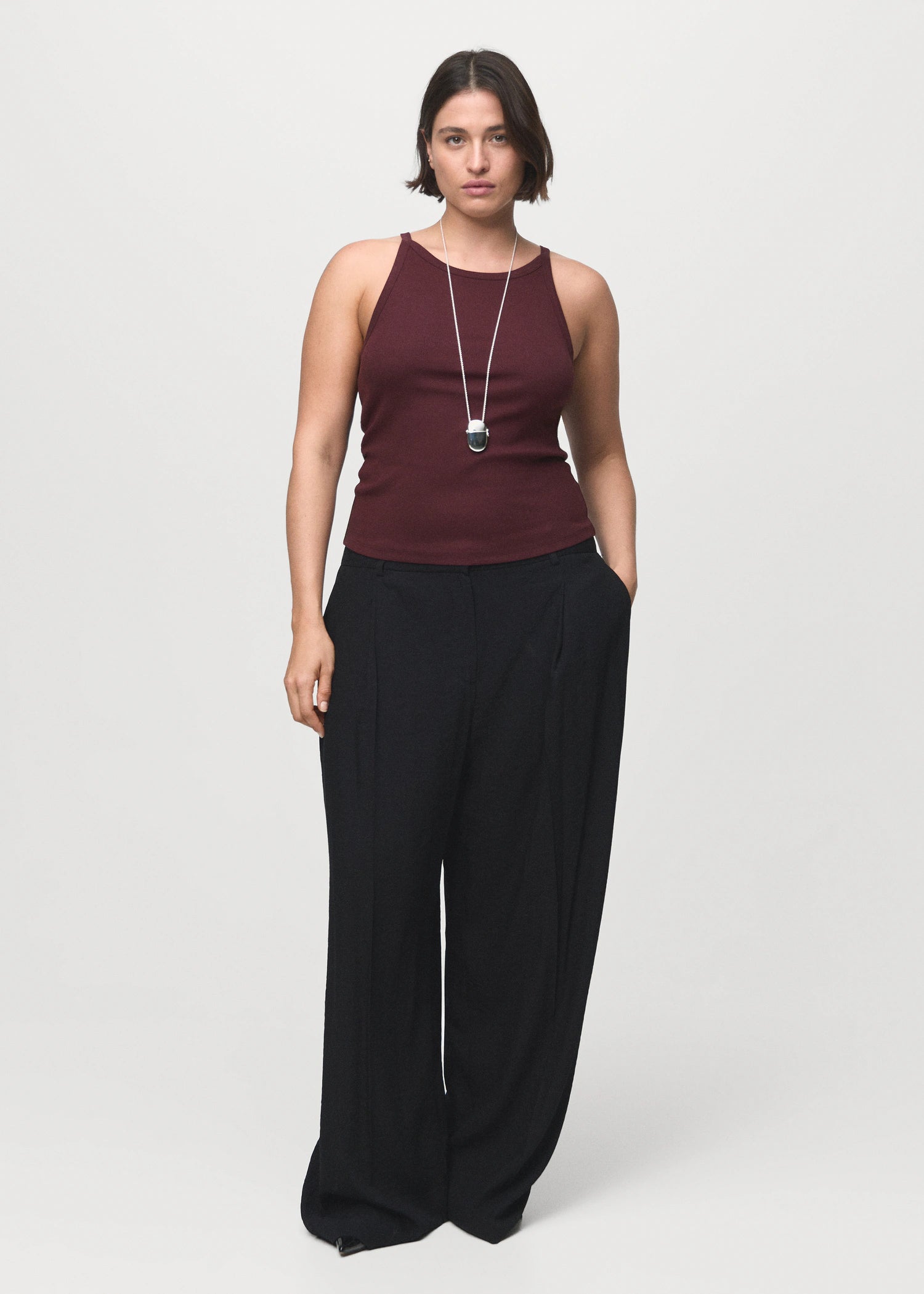 Ribbed Cotton Blend Top