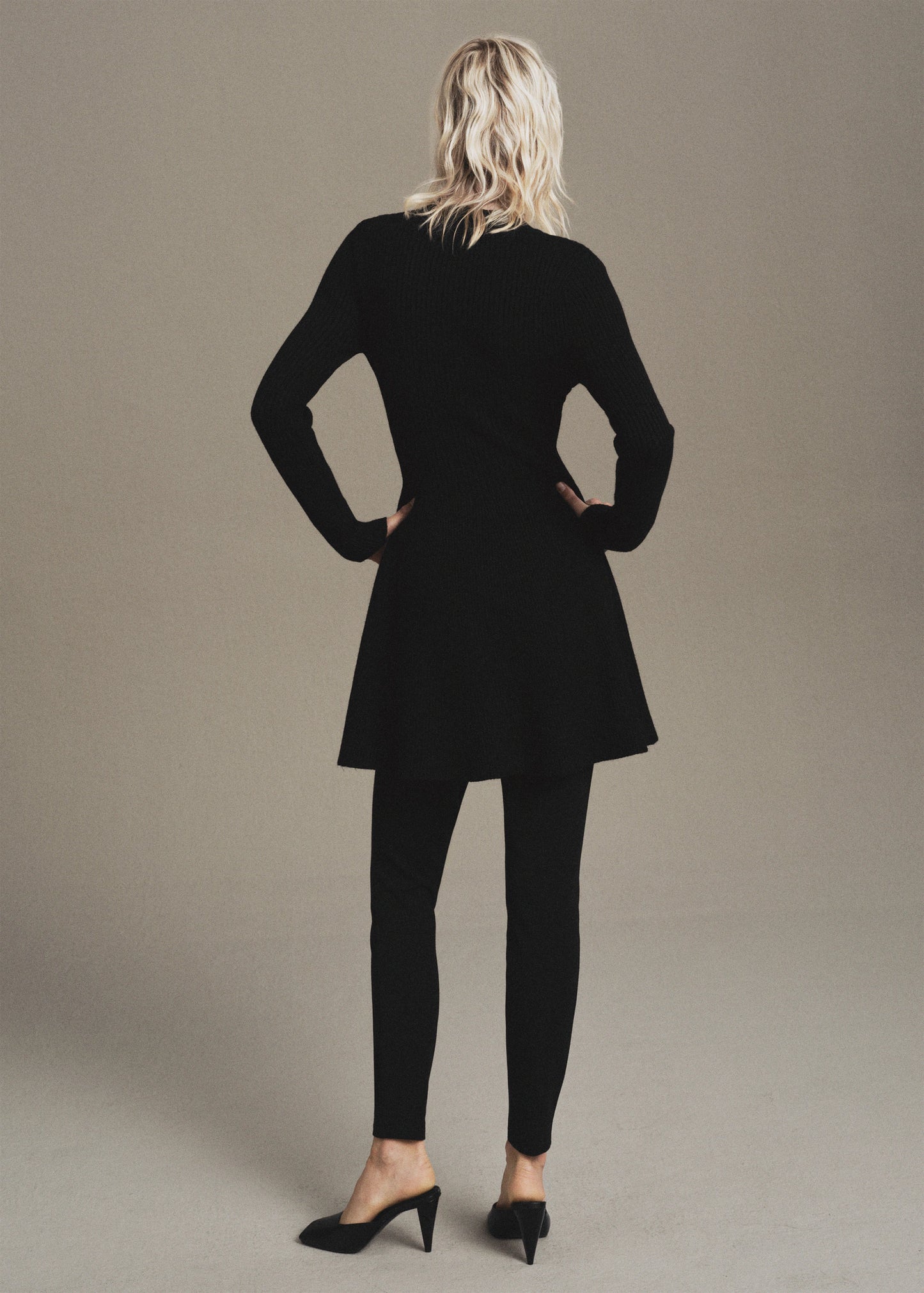 Ribbed Knitted A Line Dress