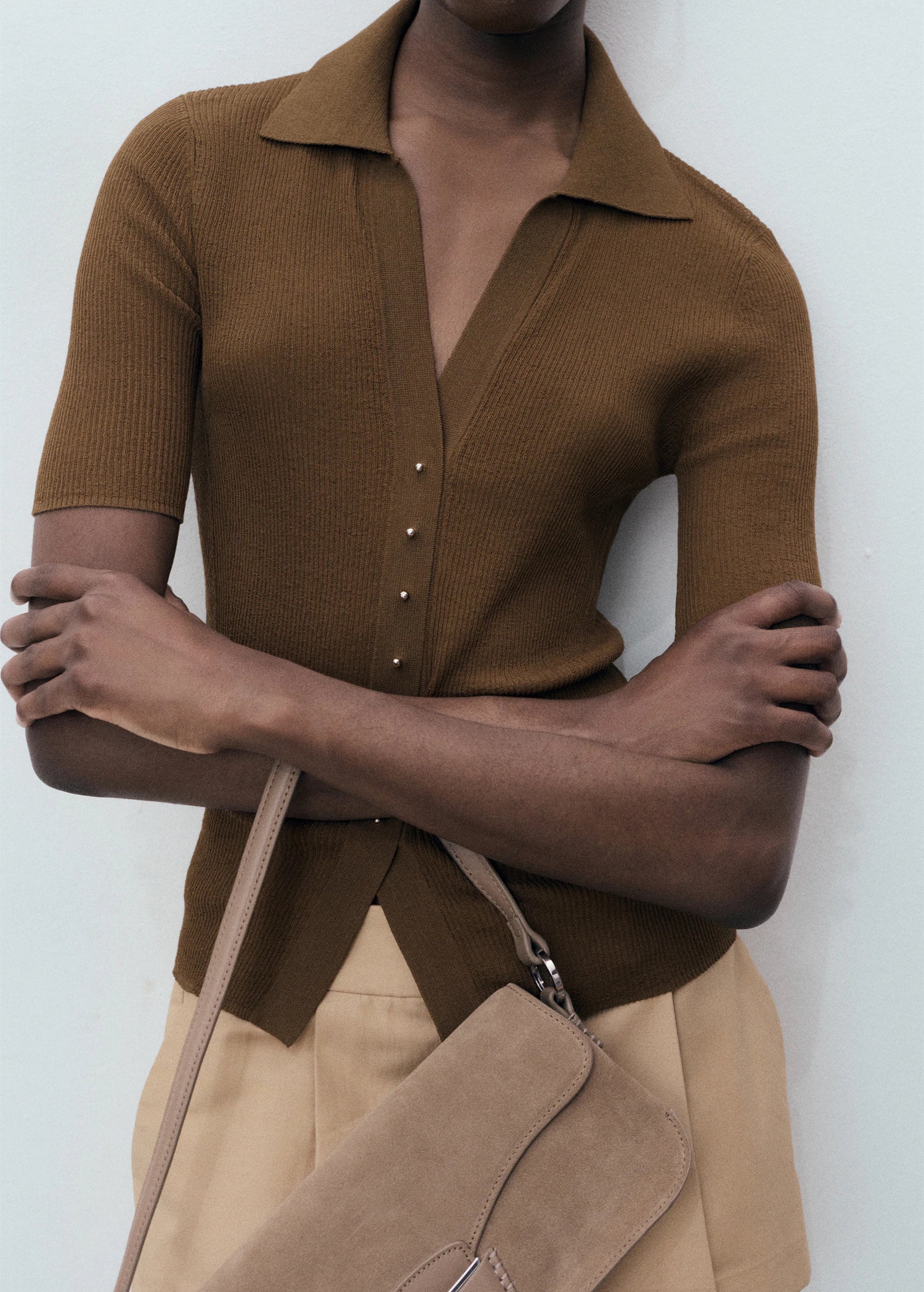 Ribbed Polo Neck Sweater