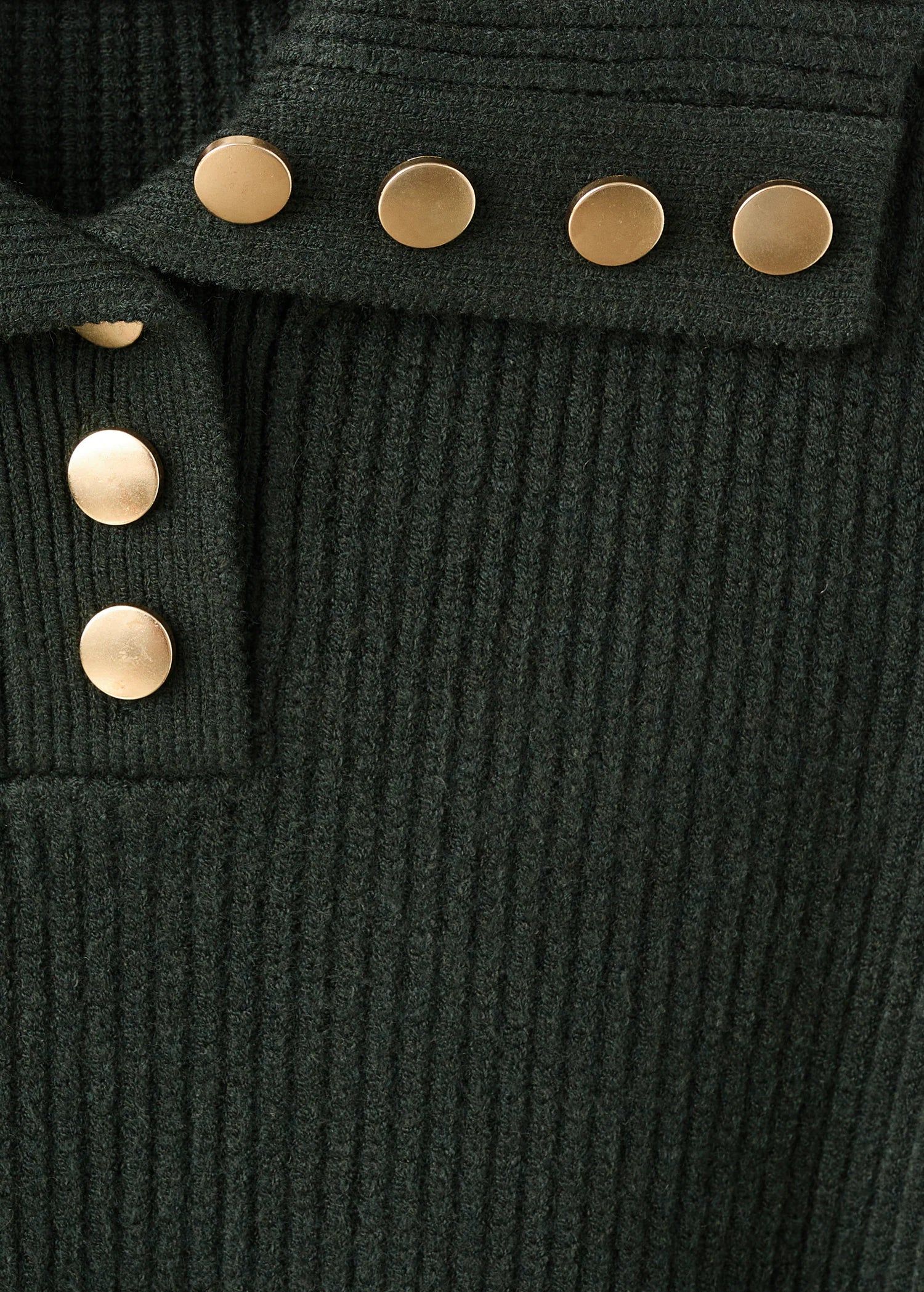 Ribbed Polo Neck Sweater With Buttons