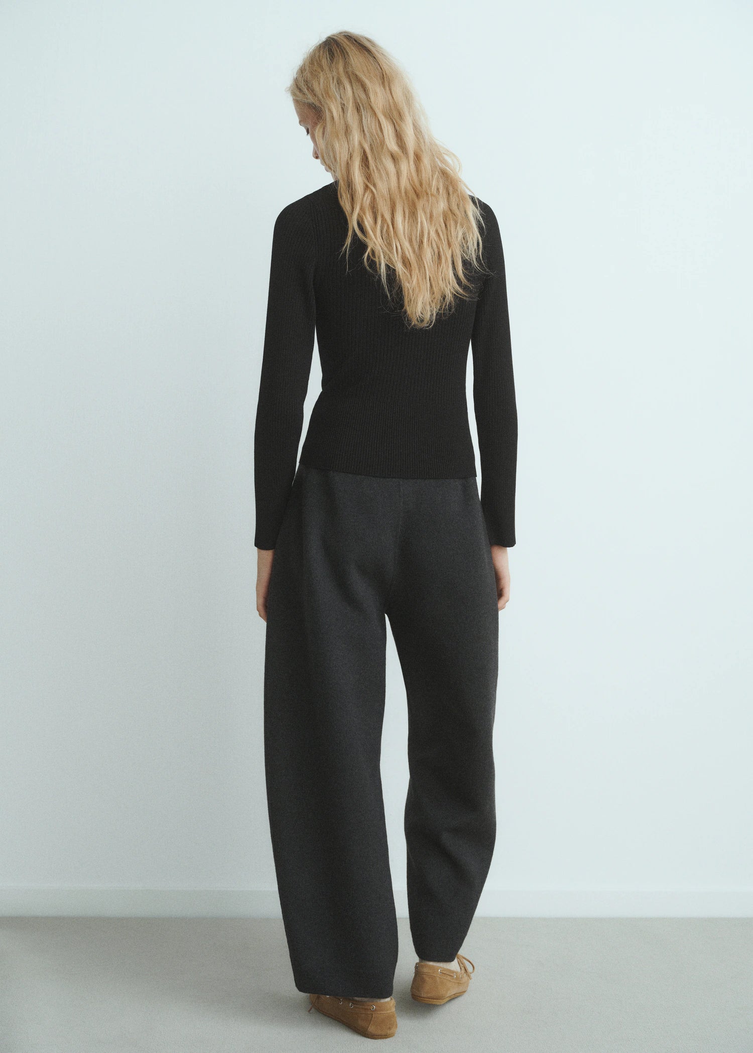 Ribbed Sweater With Jewel Button