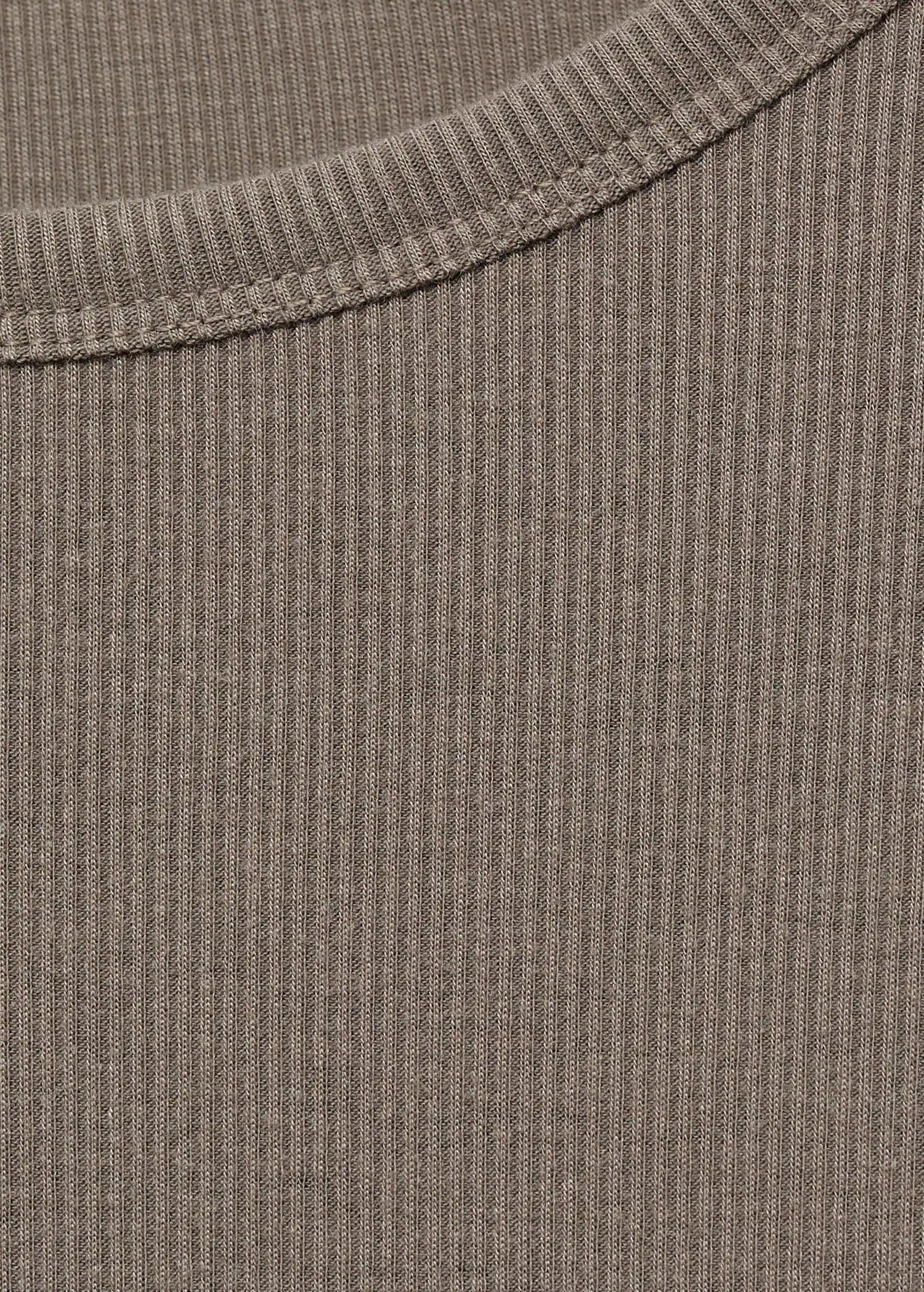 Rib Knit Round Neck T Shirt