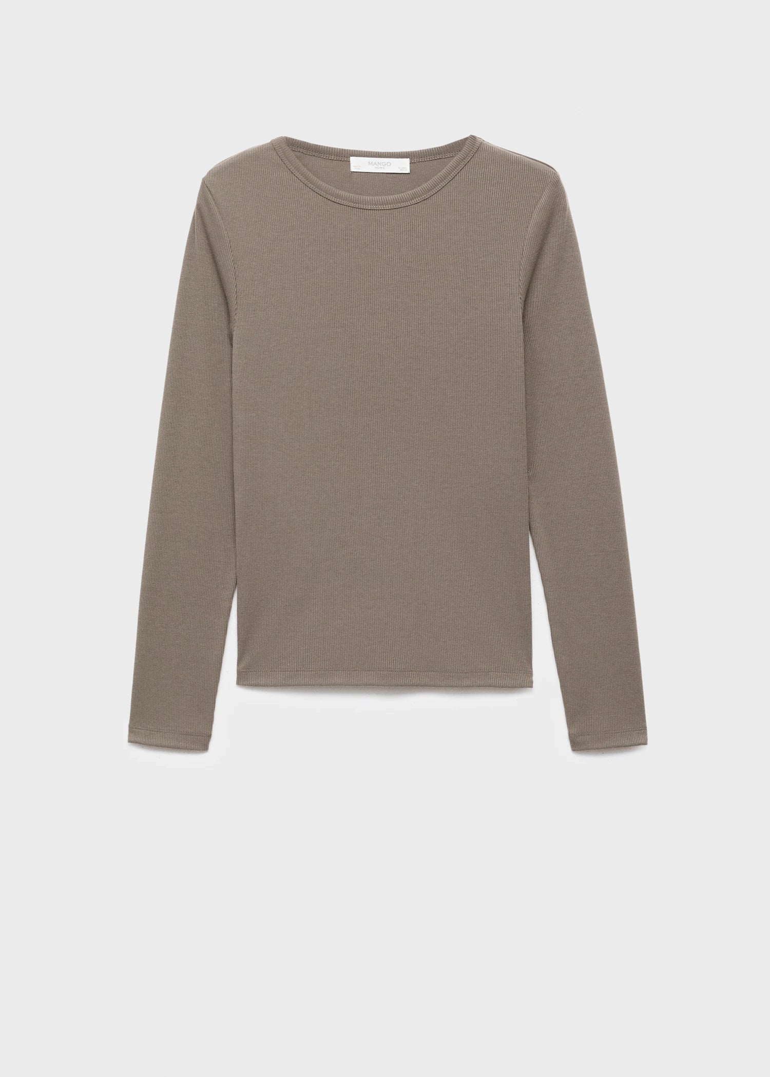 Rib Knit Round Neck T Shirt