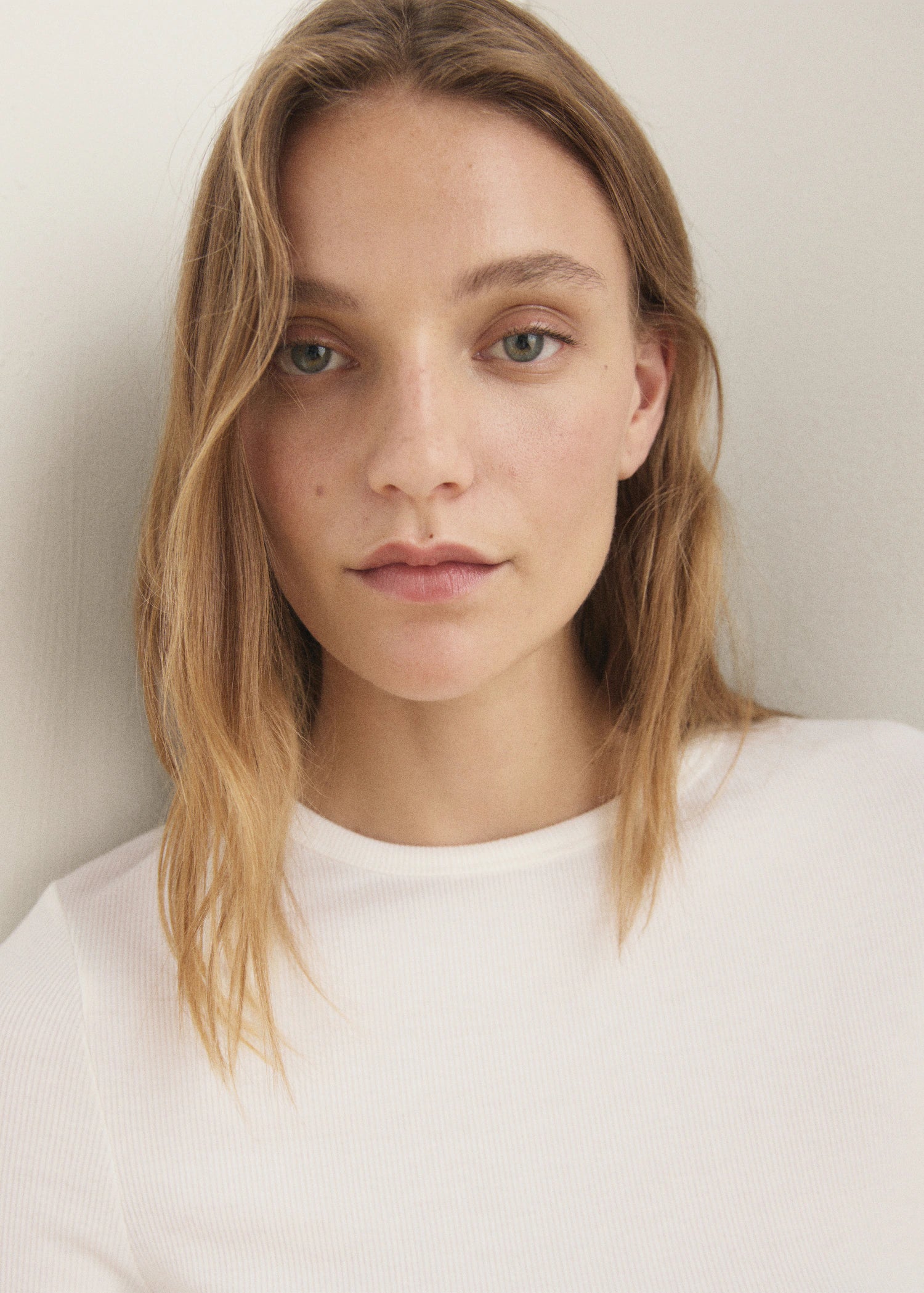 Rib Knit Round Neck T Shirt