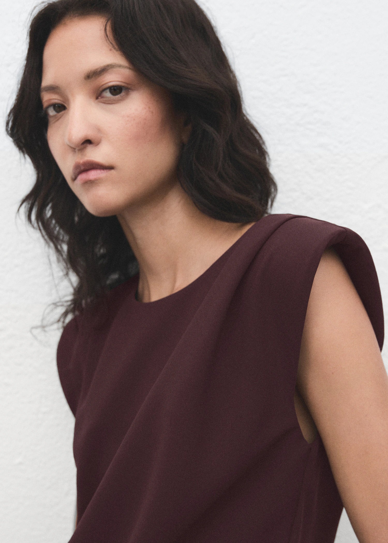 Ruched Blouse With Shoulder Pads