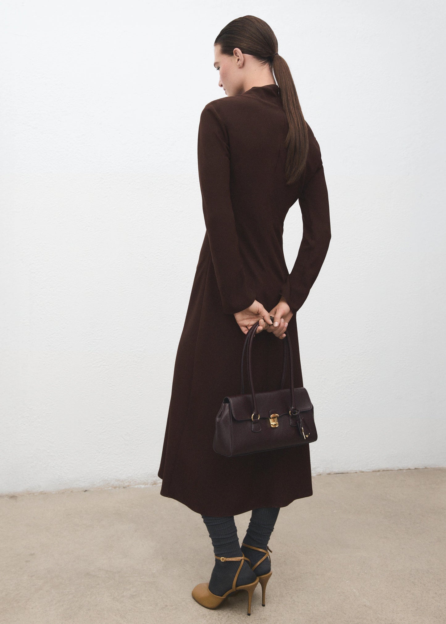 Ruched Dress With Draped Neckline