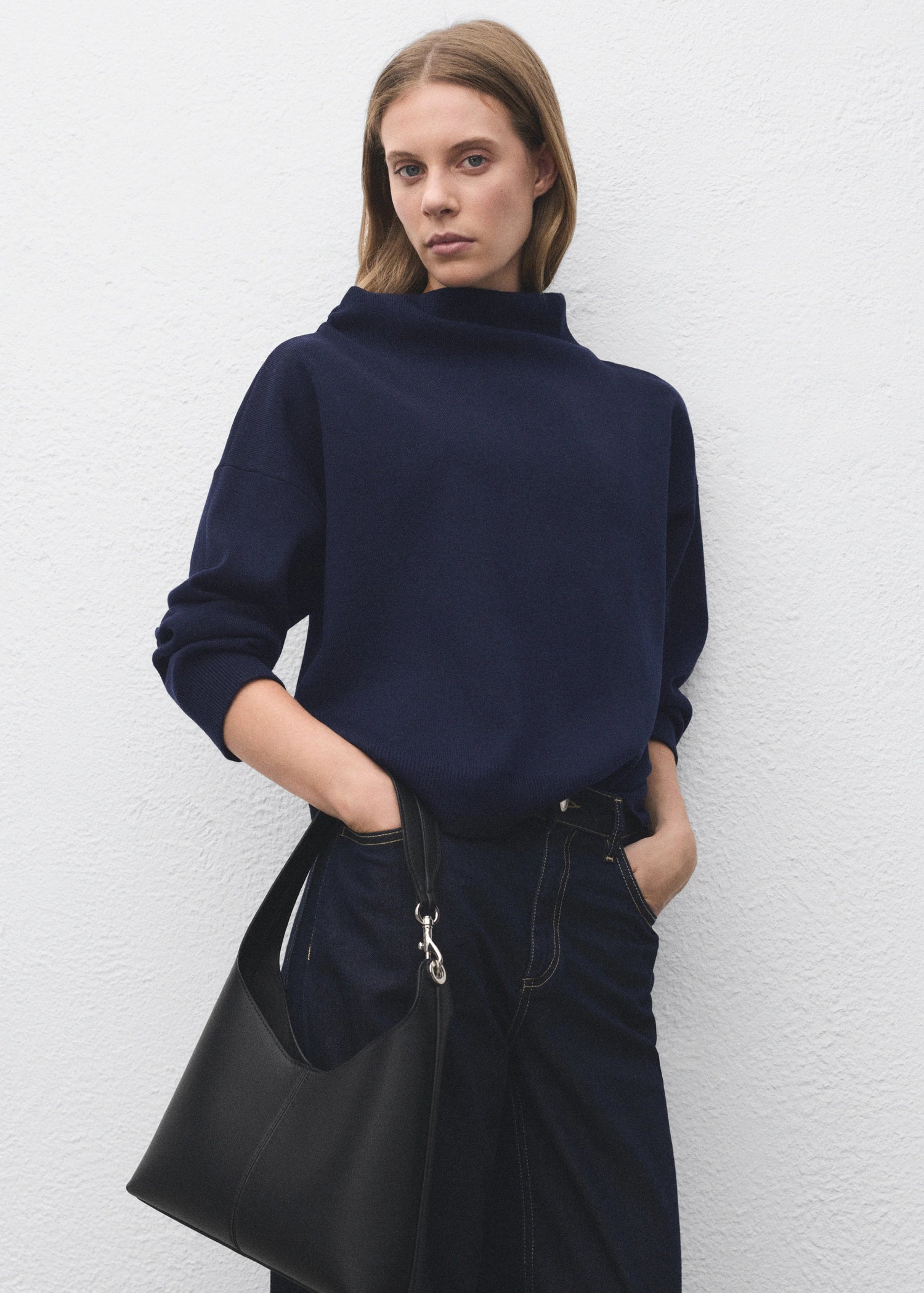 Ruched Turtleneck Sweater