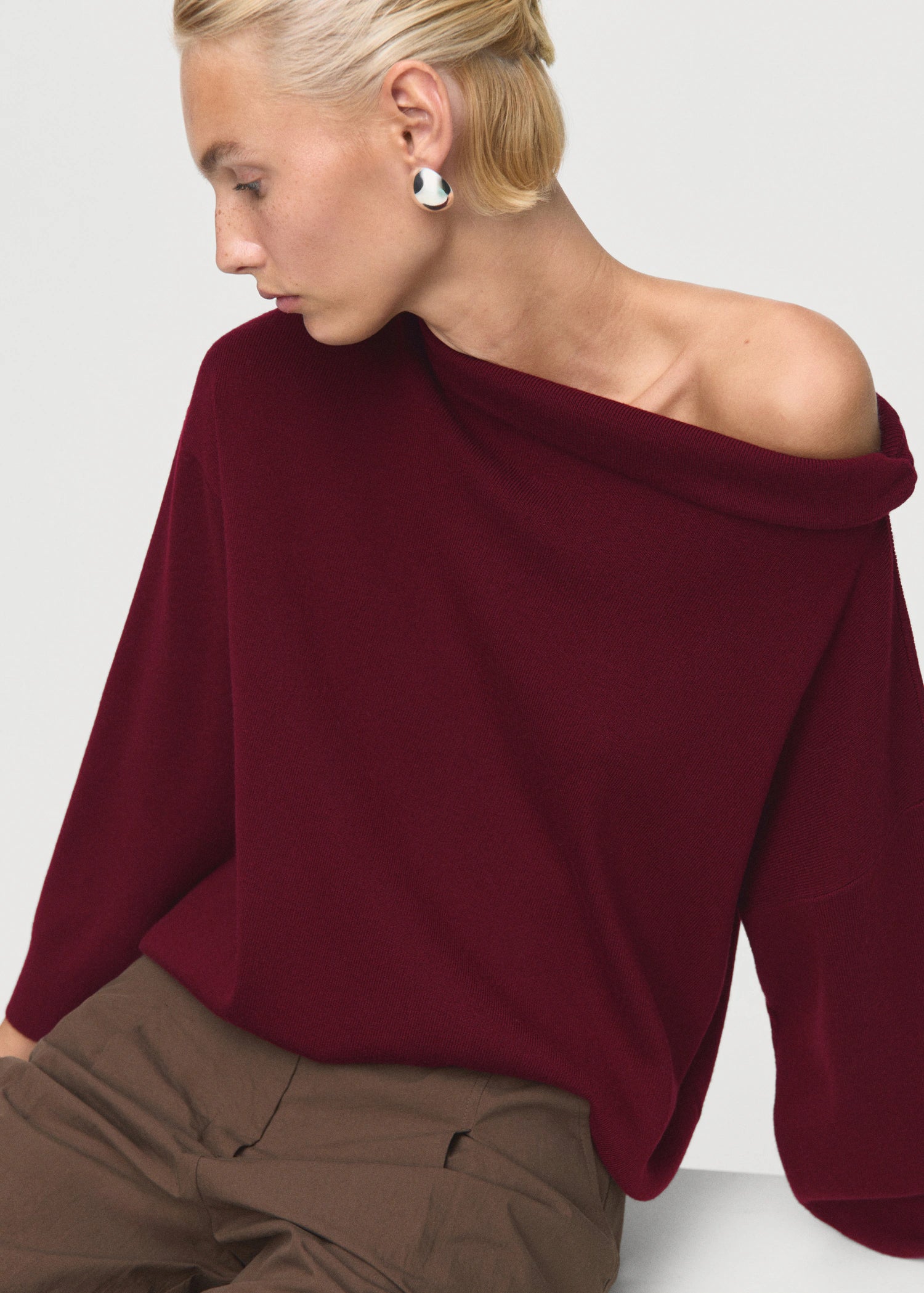 Ruched Turtleneck Sweater