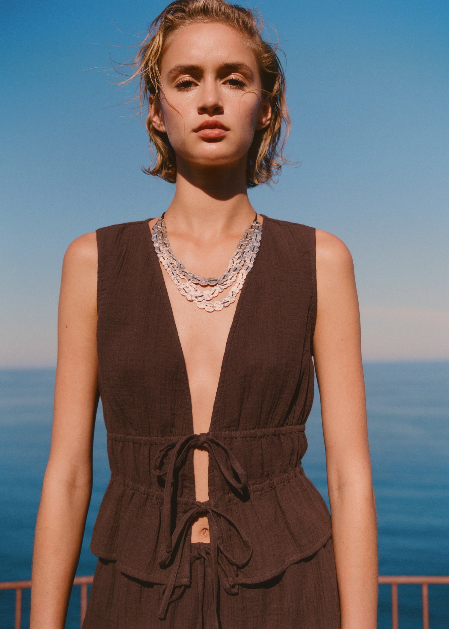 Ruffled Top With Bows