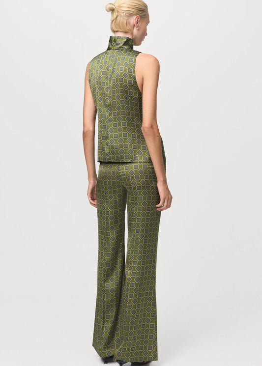 Satin Blouse With Geometric Pattern