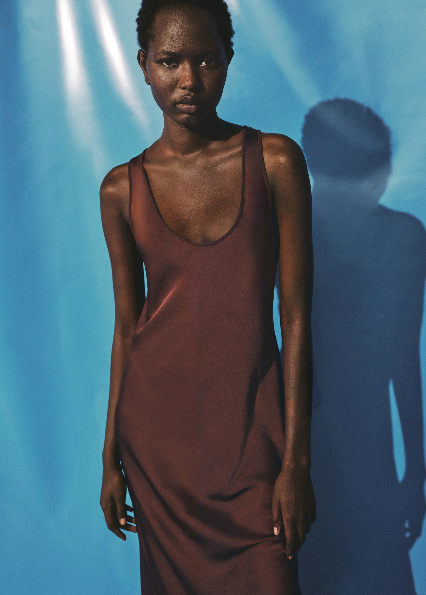 Satin Dress With Low Cut Neckline