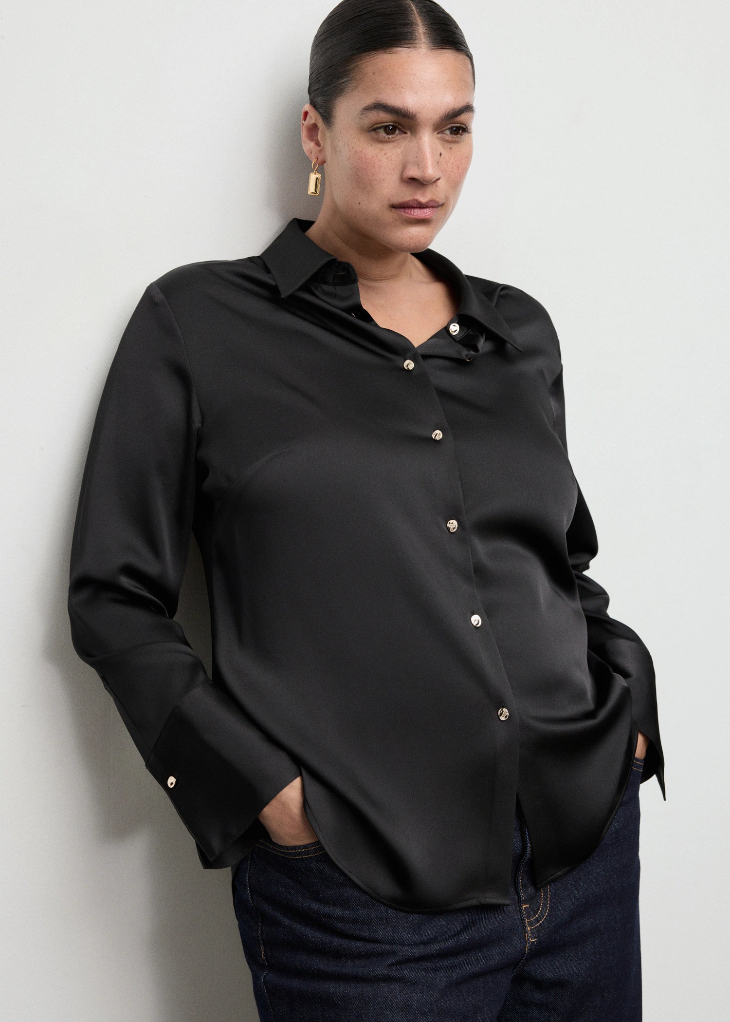 Satin Finish Flowy Shirt