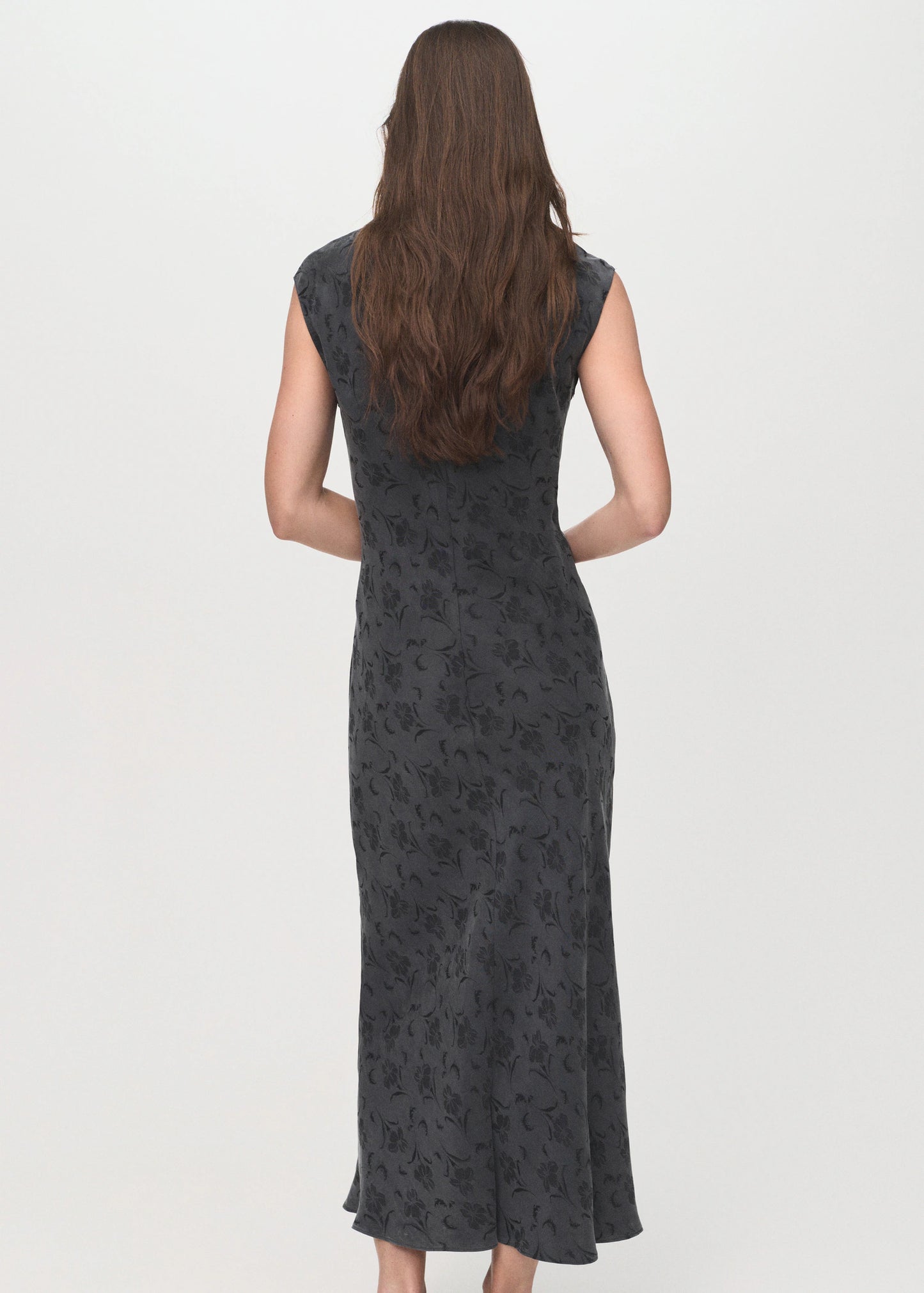 Satin Floral Jacquard Dress