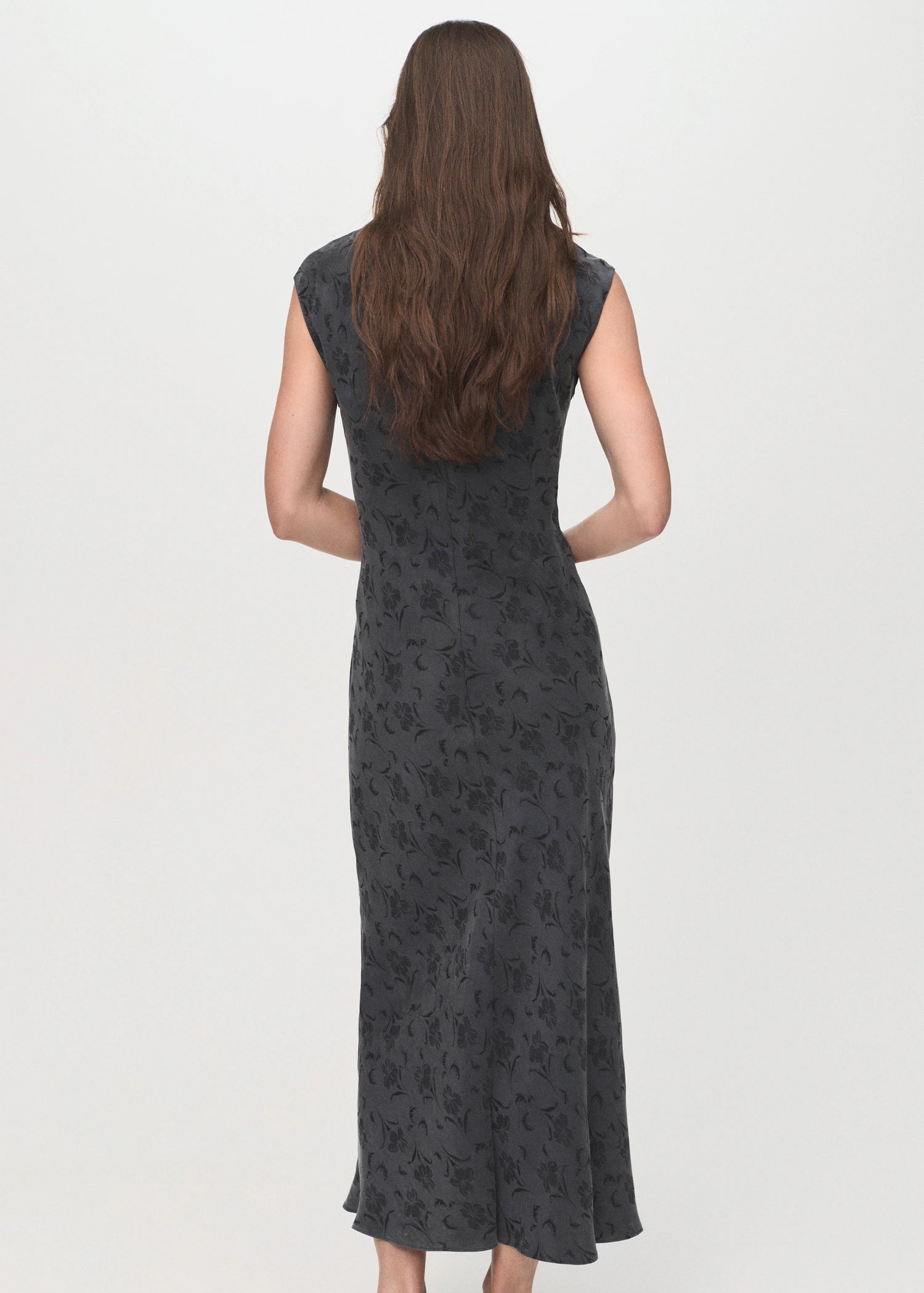 Satin Floral Jacquard Dress