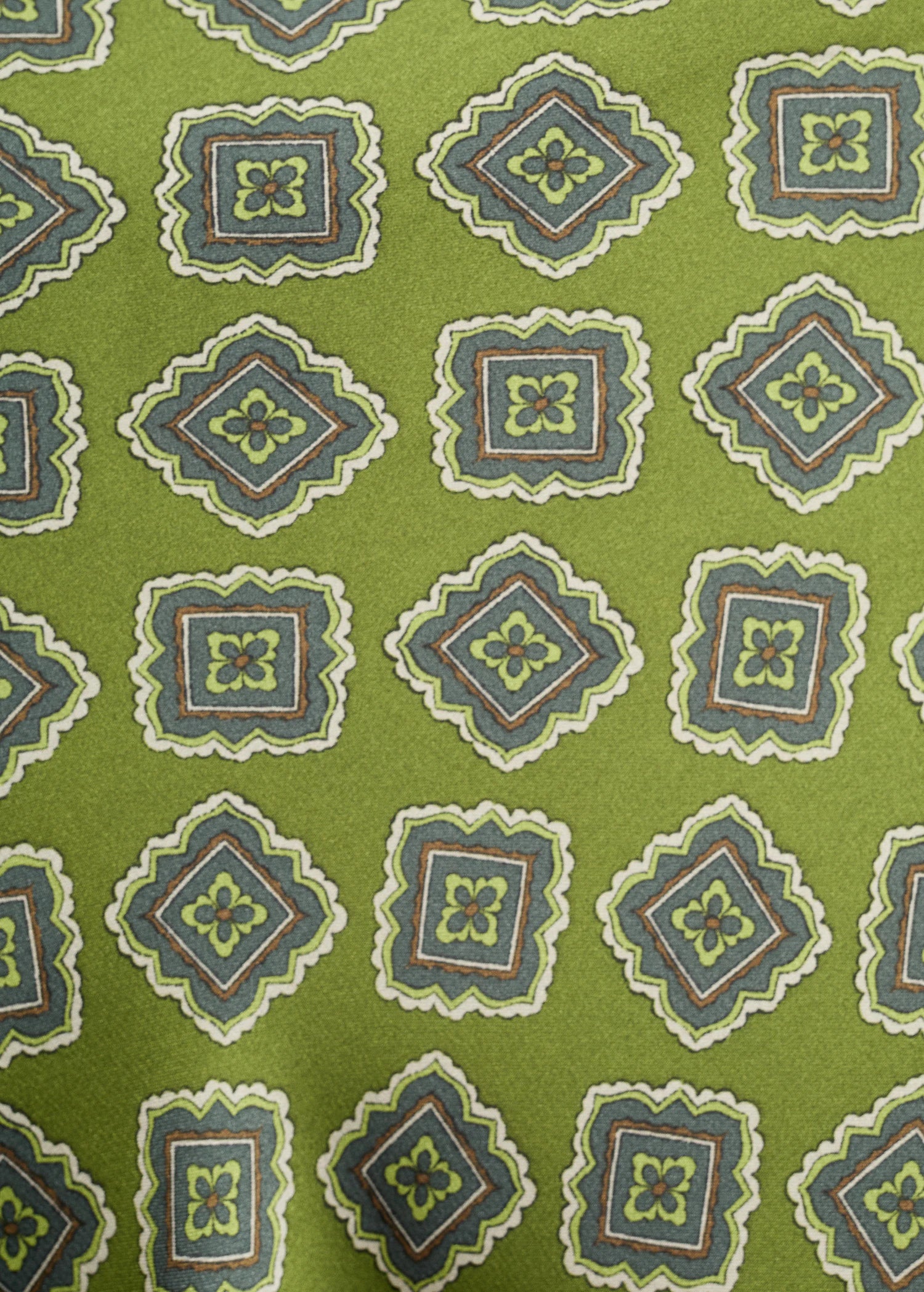 Satin Printed Dress With Perkins Collar