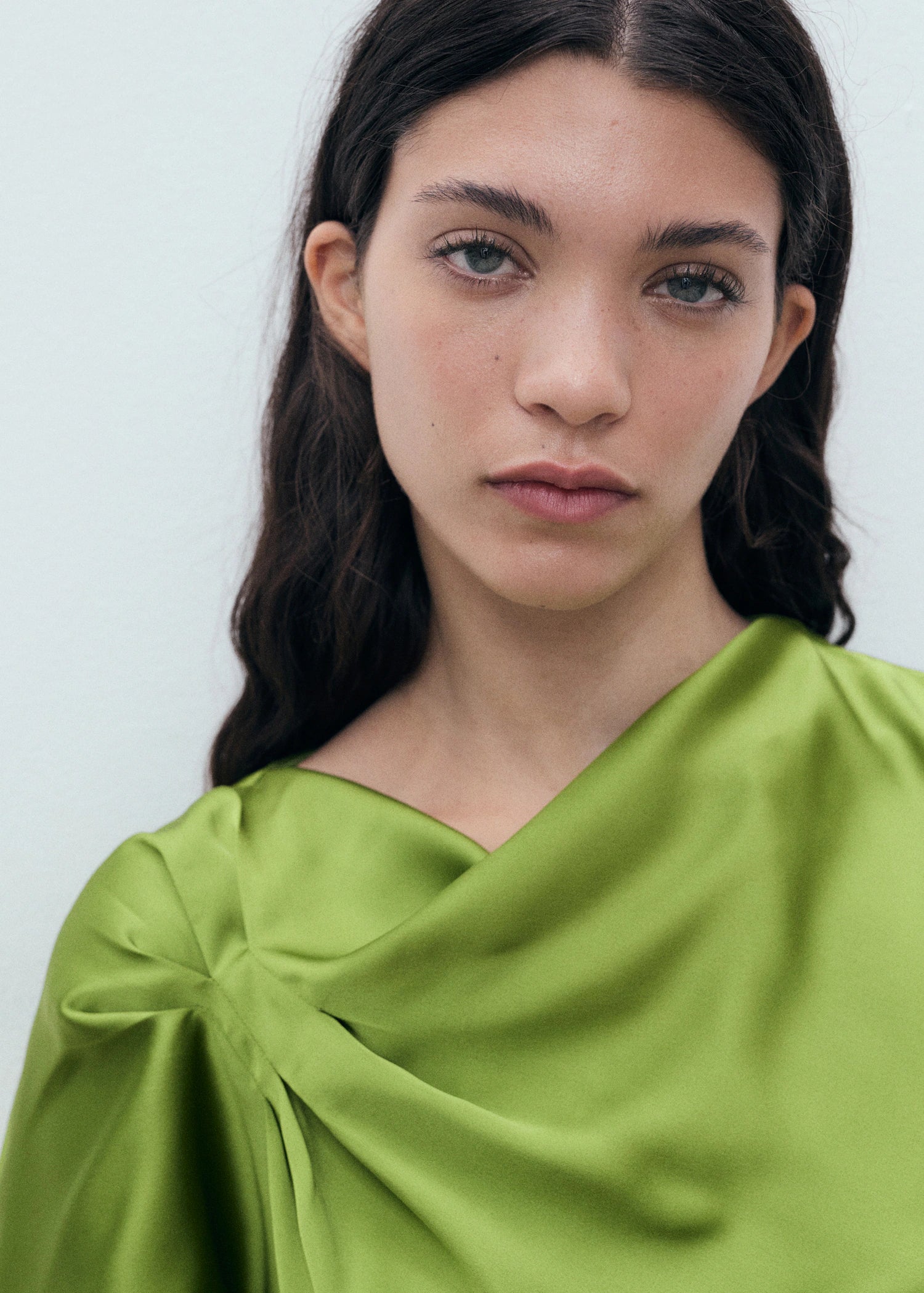 Satin Shirt With Draped Detail