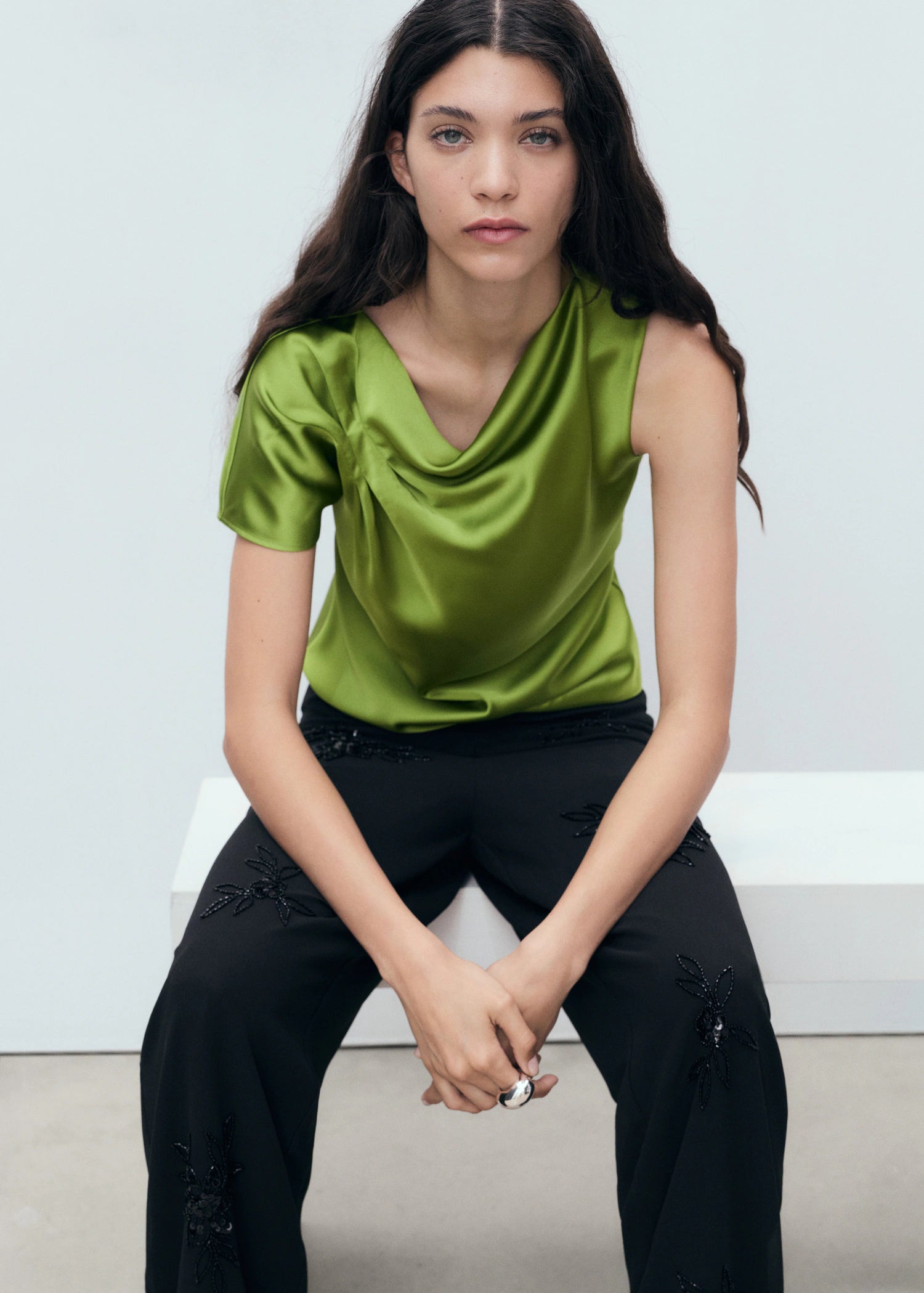 Satin Shirt With Draped Detail