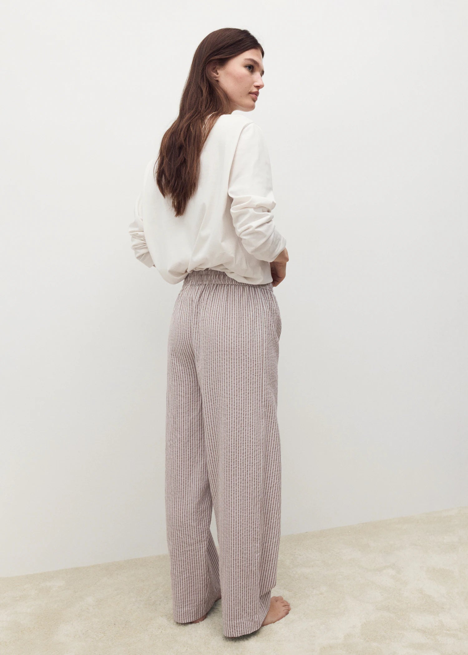 Seersucker Striped Two Piece Pyjamas