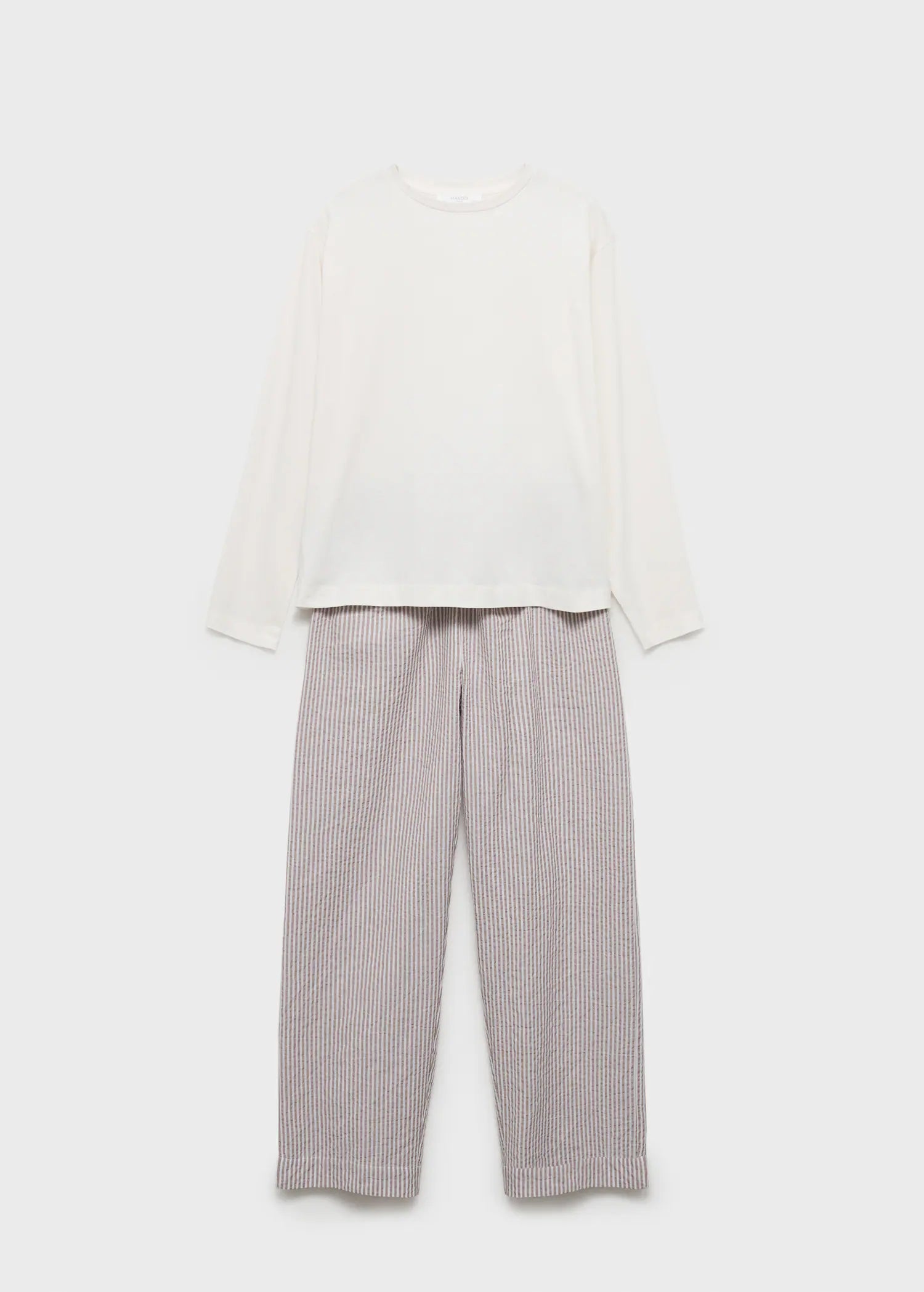 Seersucker Striped Two Piece Pyjamas