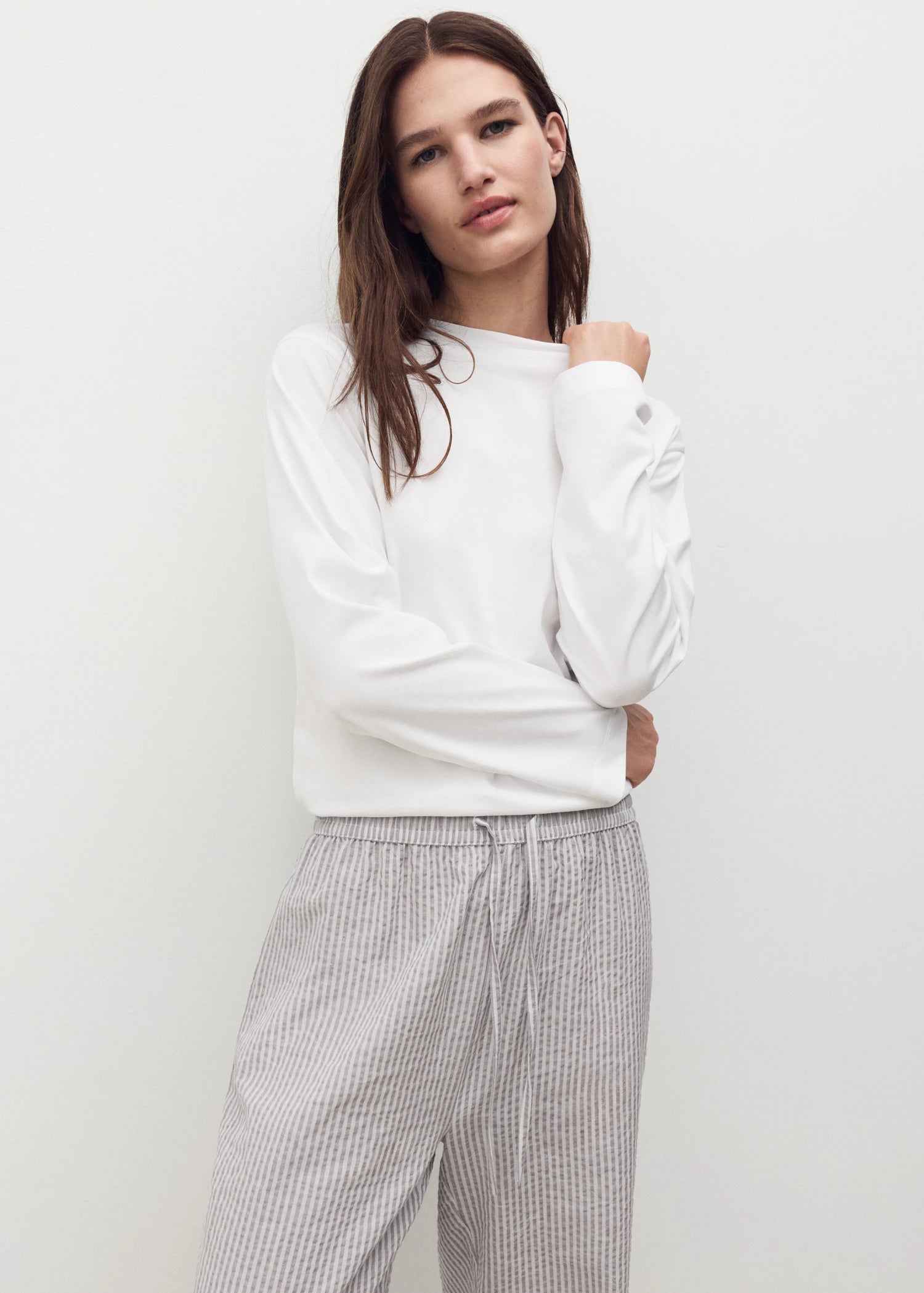 Seersucker Striped Two Piece Pyjamas