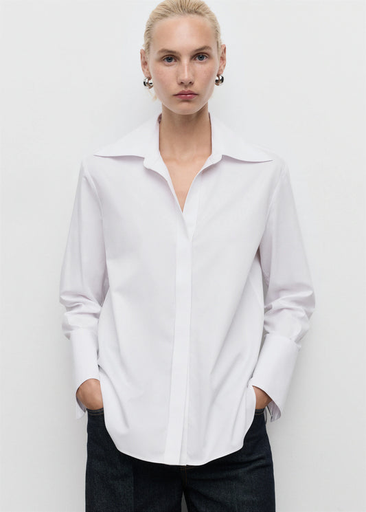 Shirt With Concealed Placket And Collar