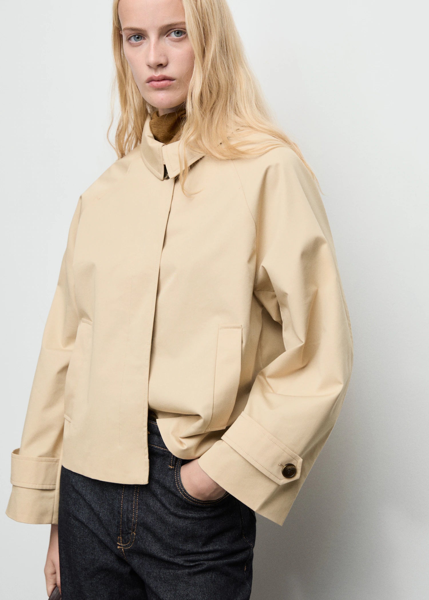 Short Oversized Trench Coat With Epaulettes