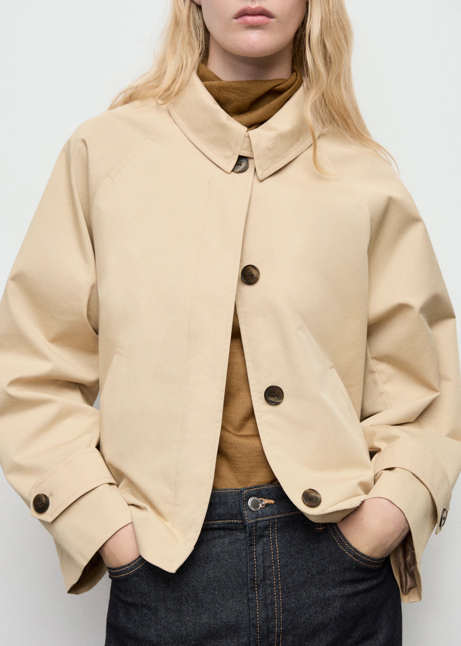 Short Oversized Trench Coat With Epaulettes