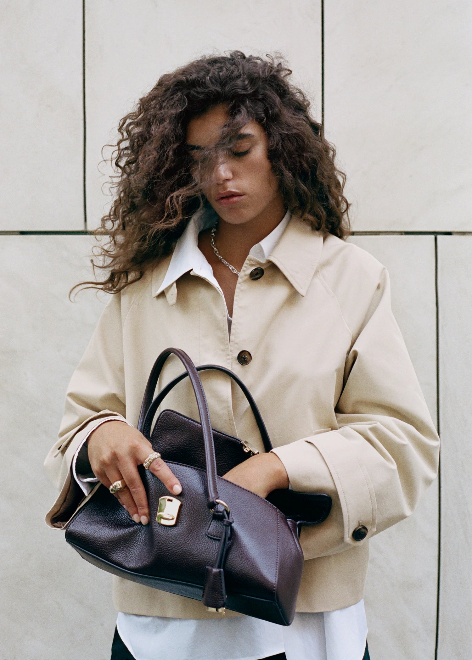 Short Oversized Trench Coat With Epaulettes