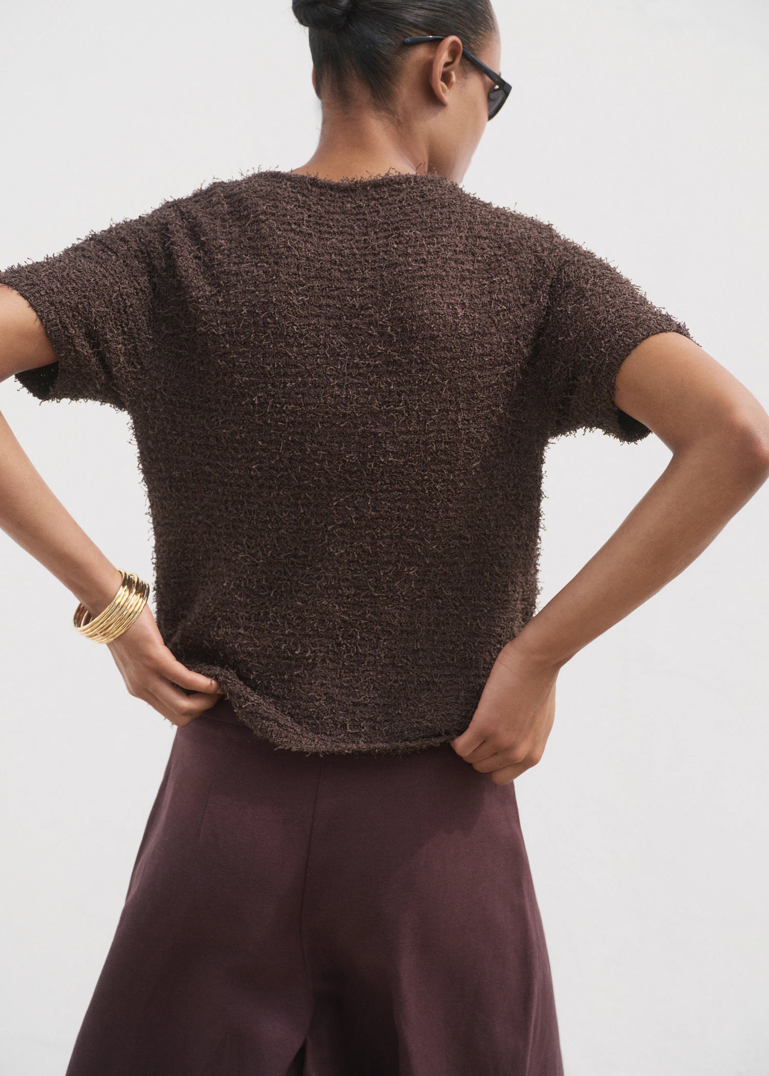 Short Sleeved Boucle Cardigan