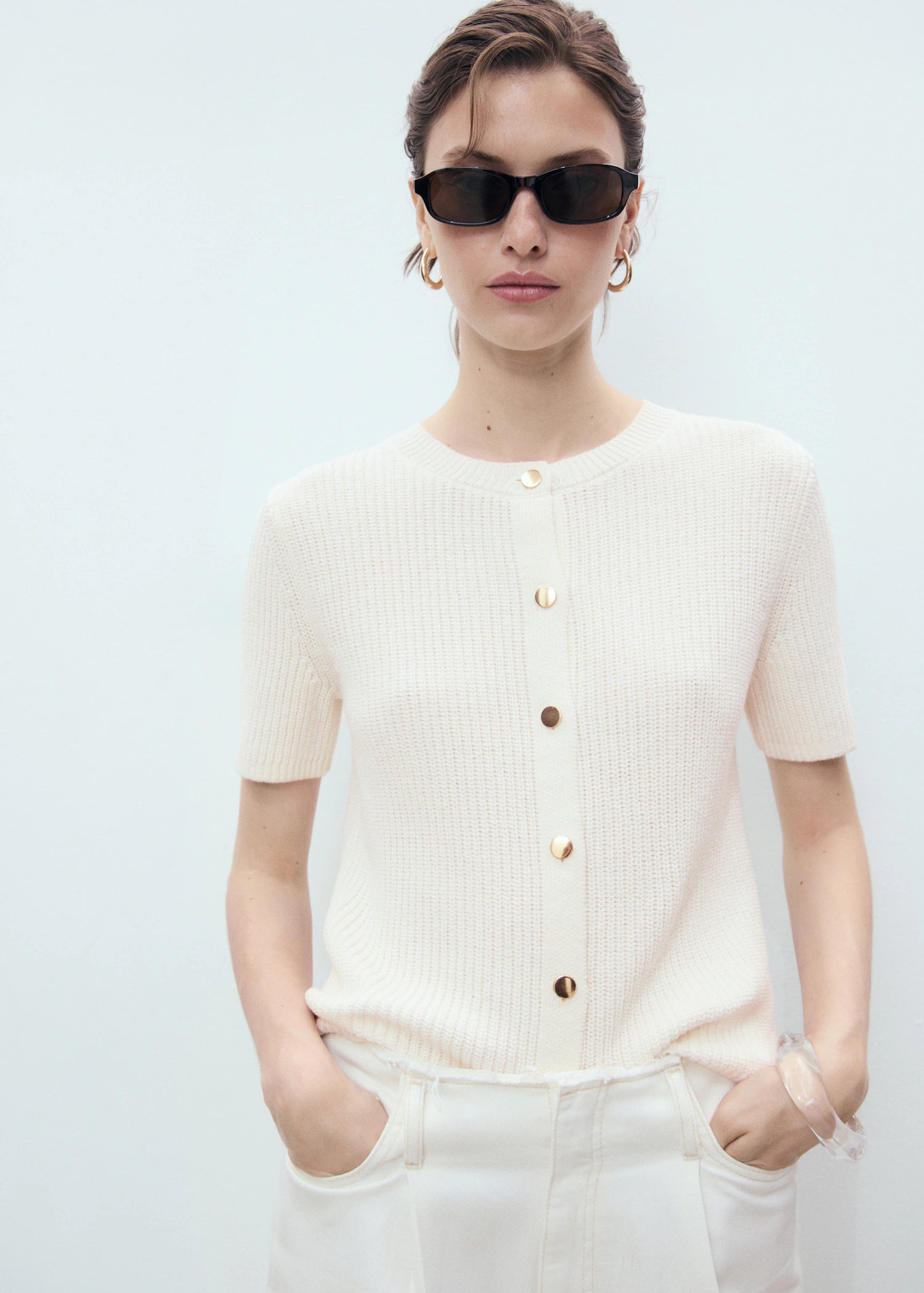 Short Sleeved Knitted Cardigan
